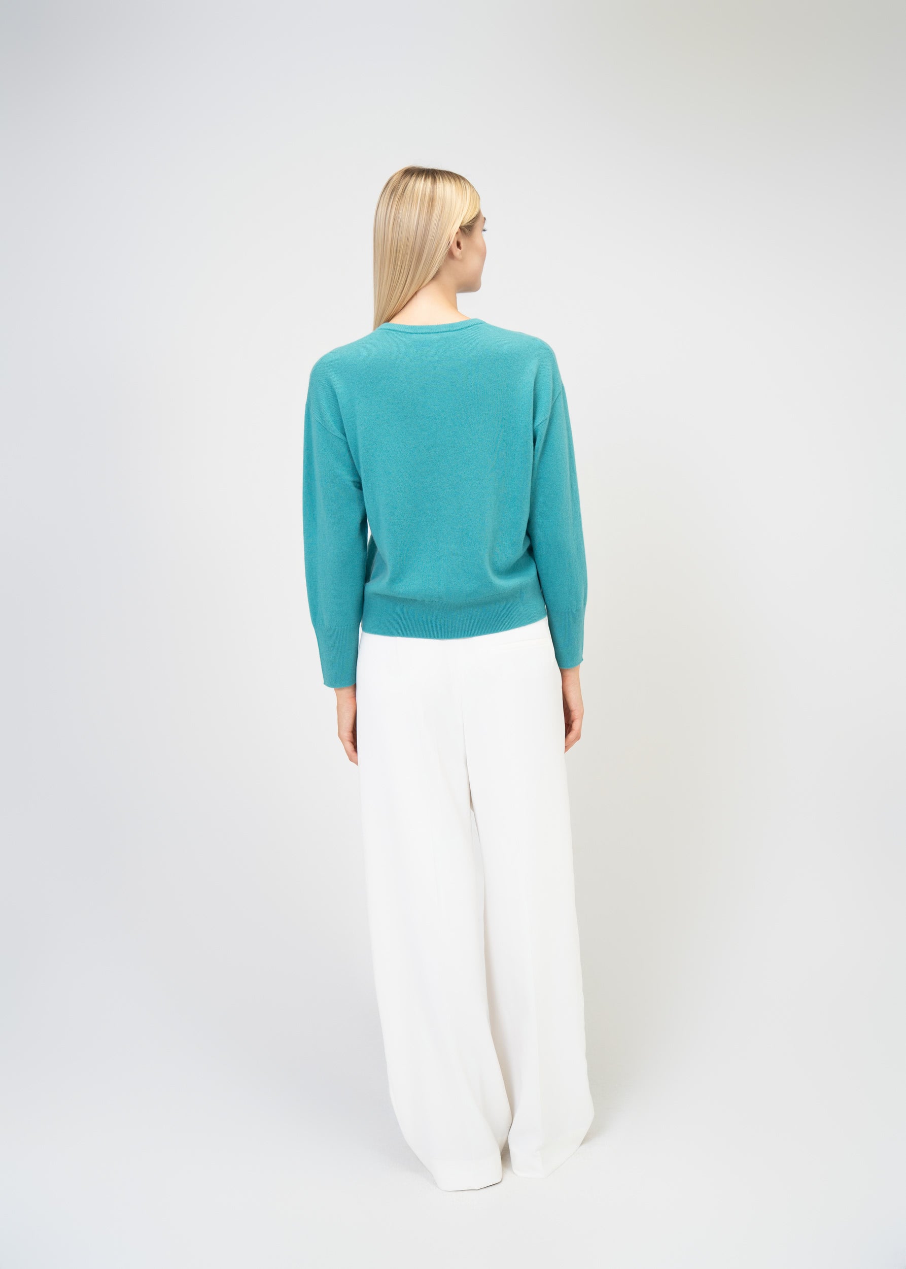 Relaxed Fit Round Neck Cashmere Cardigan