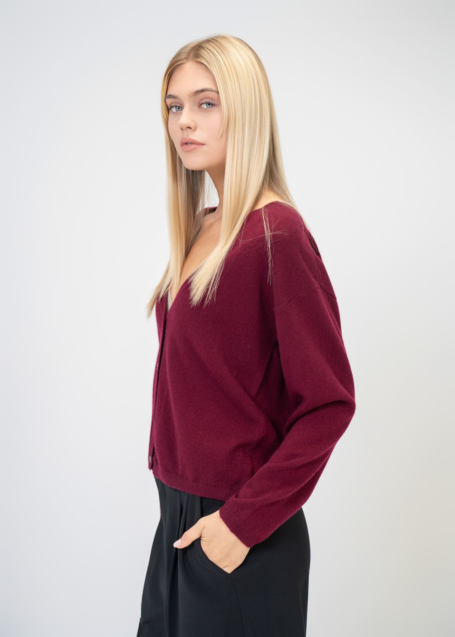 Relaxed Fit V-Neck Cashmere Cardigan