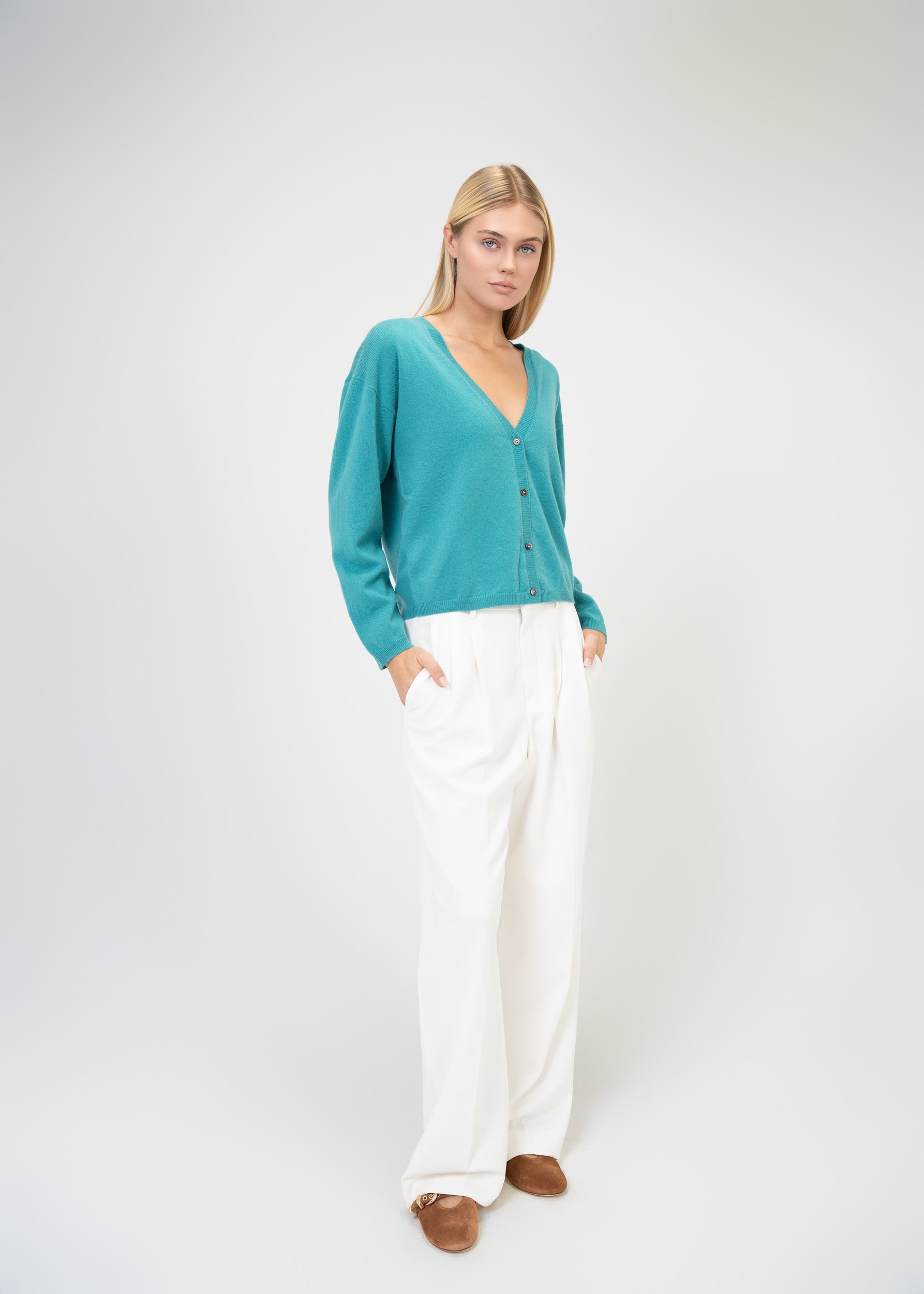 Relaxed Fit V-Neck Cashmere Cardigan
