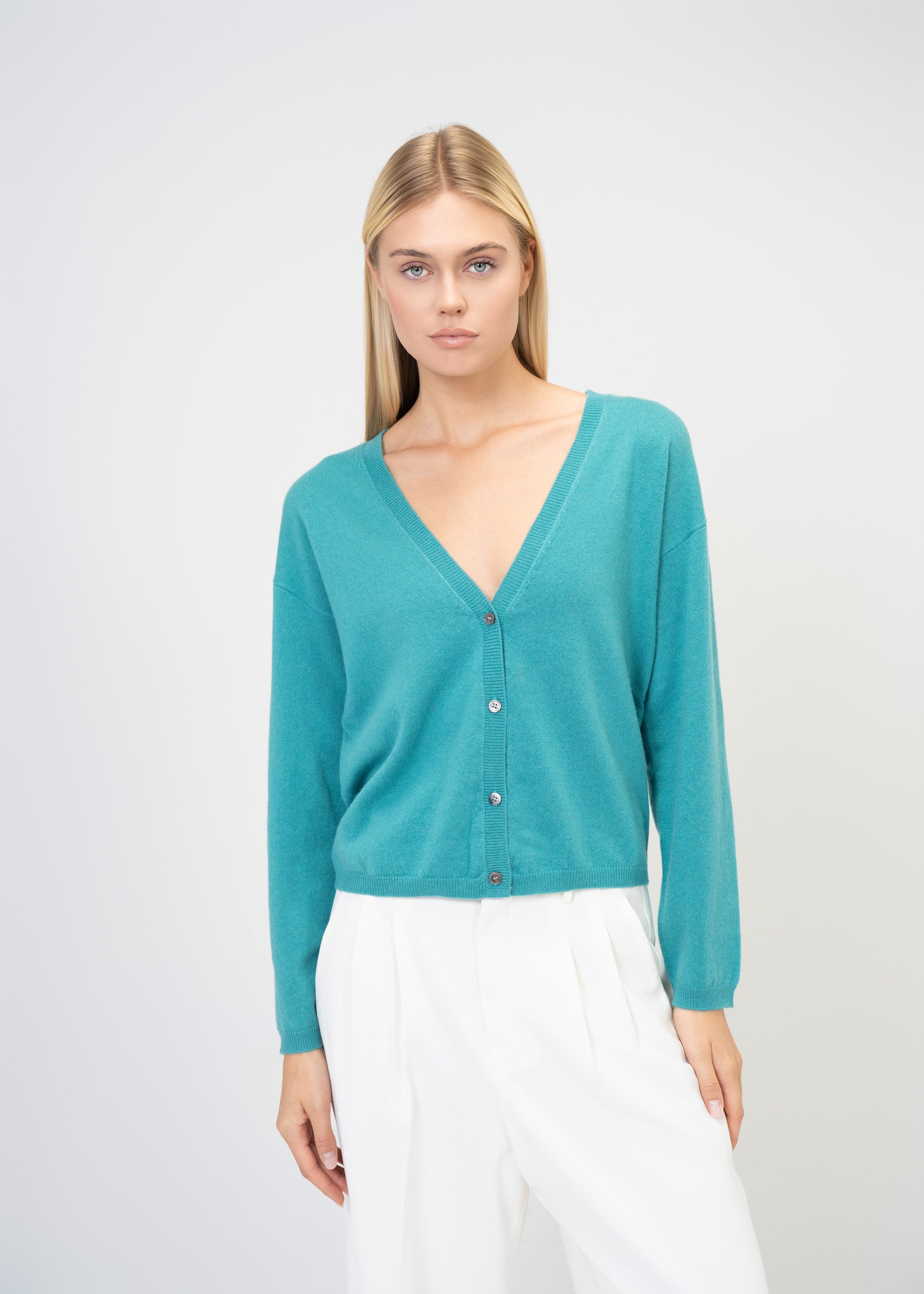 Relaxed Fit V-Neck Cashmere Cardigan