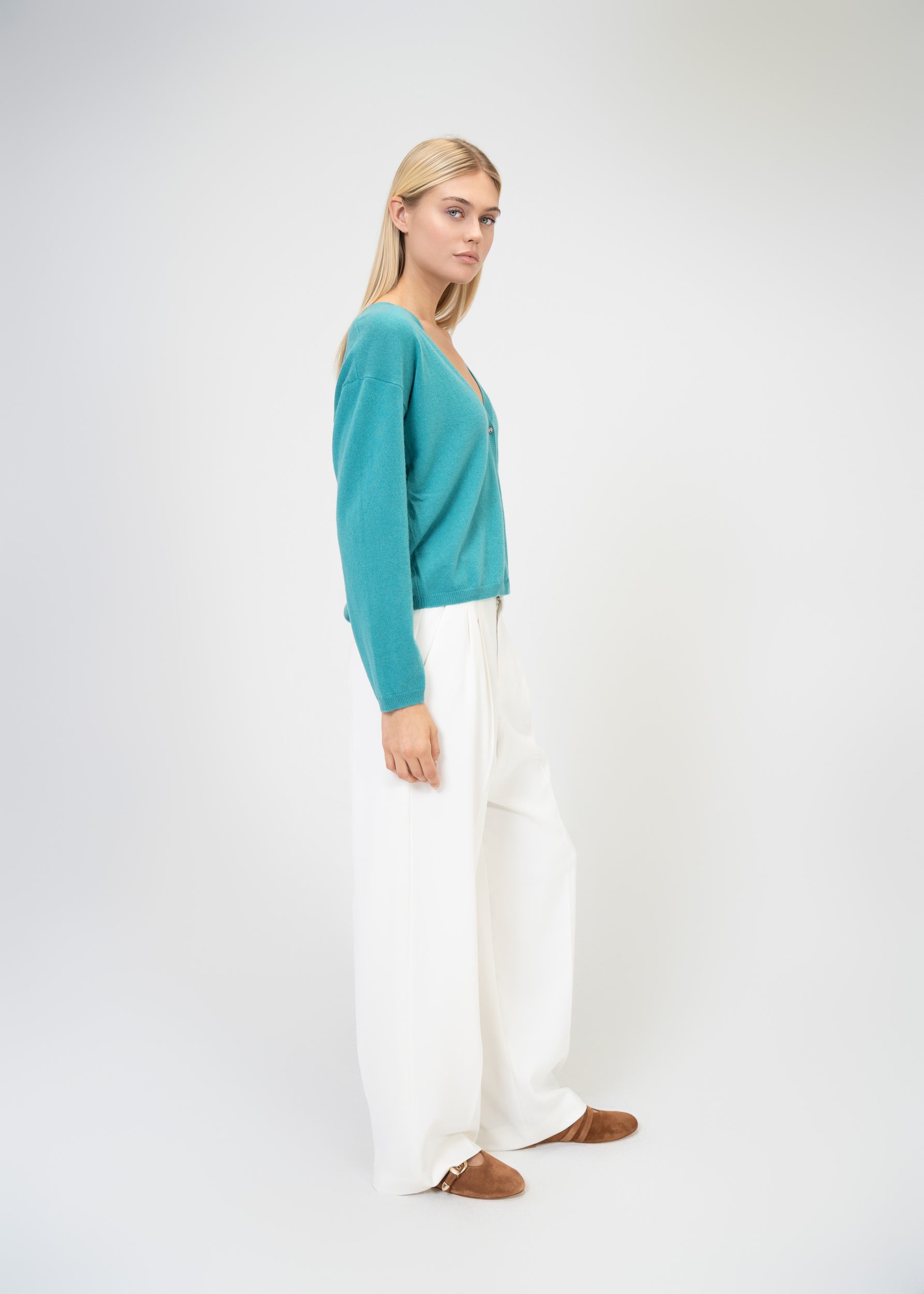 Relaxed Fit V-Neck Cashmere Cardigan