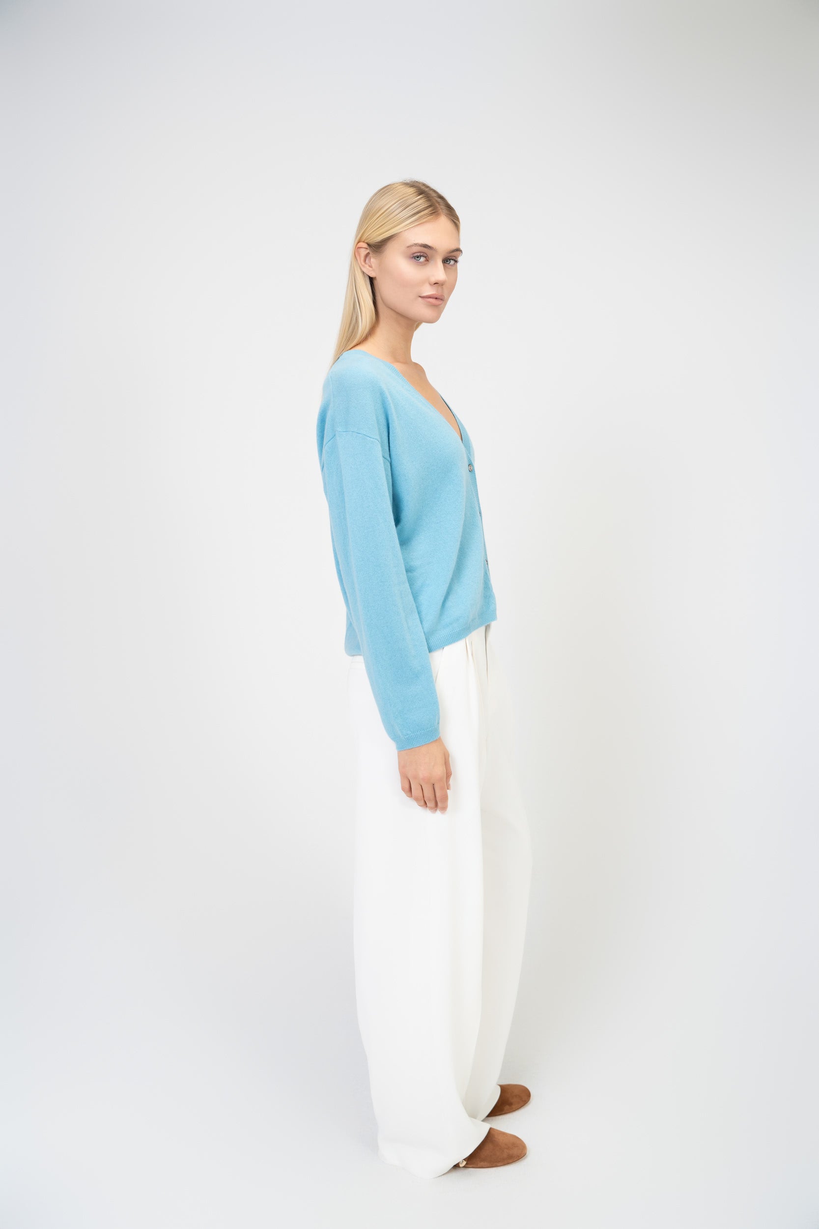 Relaxed Fit V-Neck Cashmere Cardigan