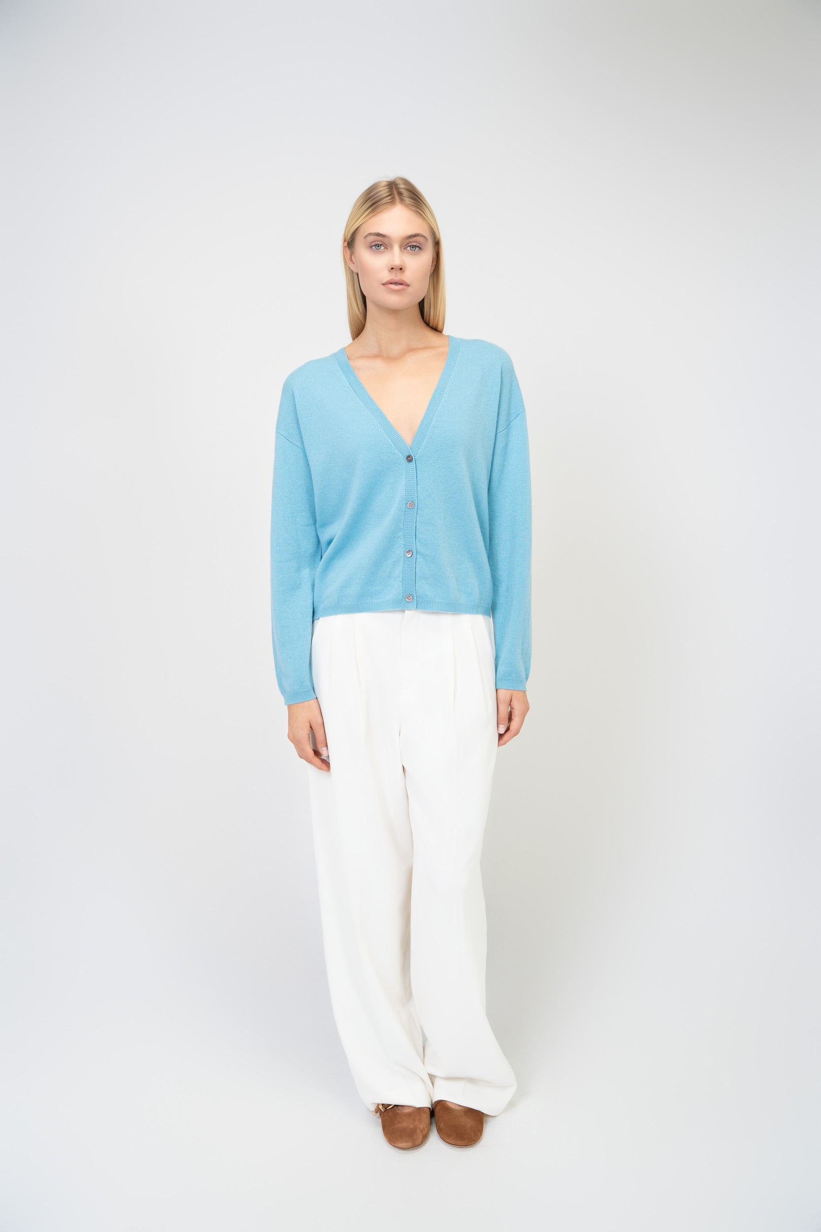 Relaxed Fit V-Neck Cashmere Cardigan