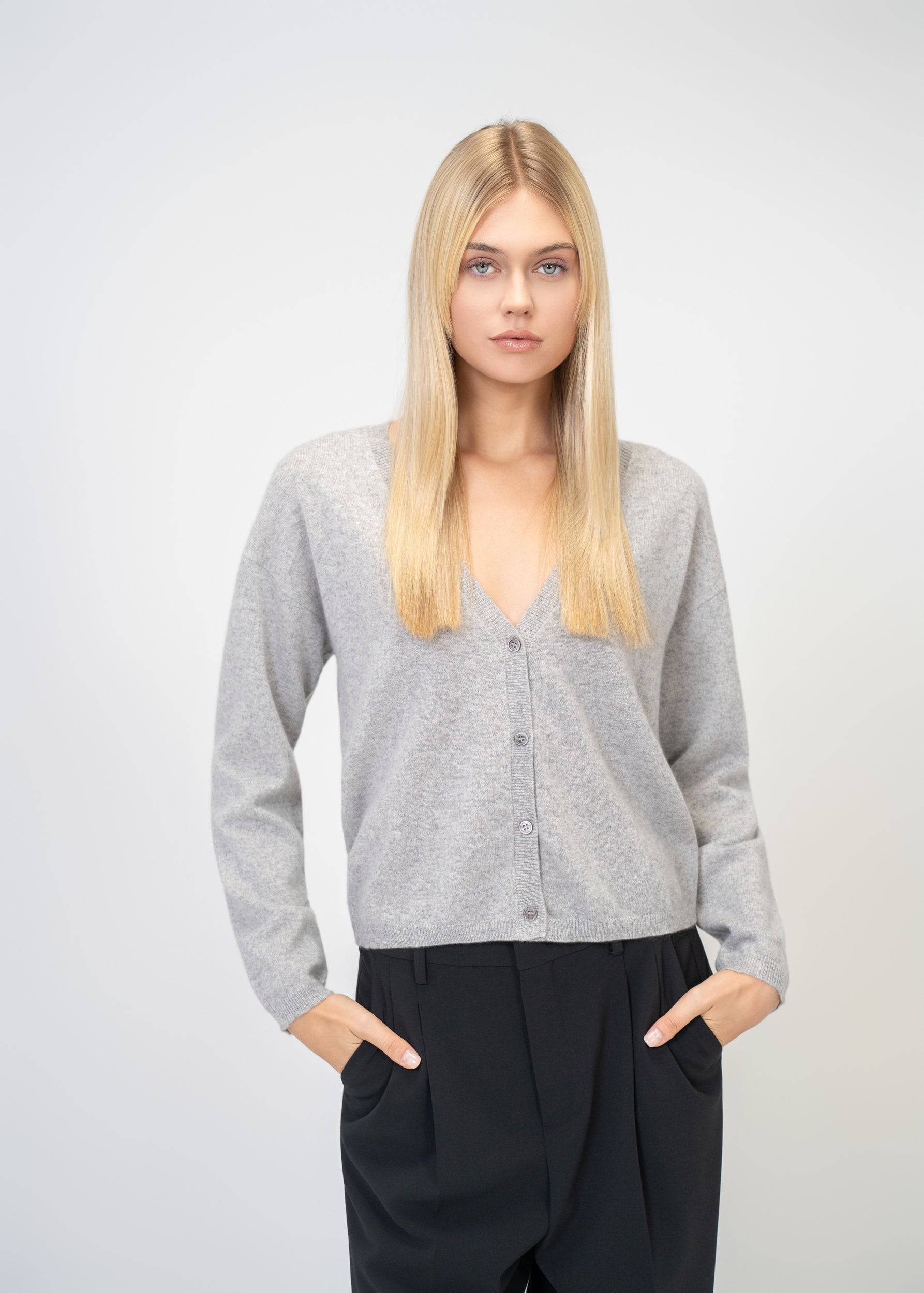 Relaxed Fit V-Neck Cashmere Cardigan
