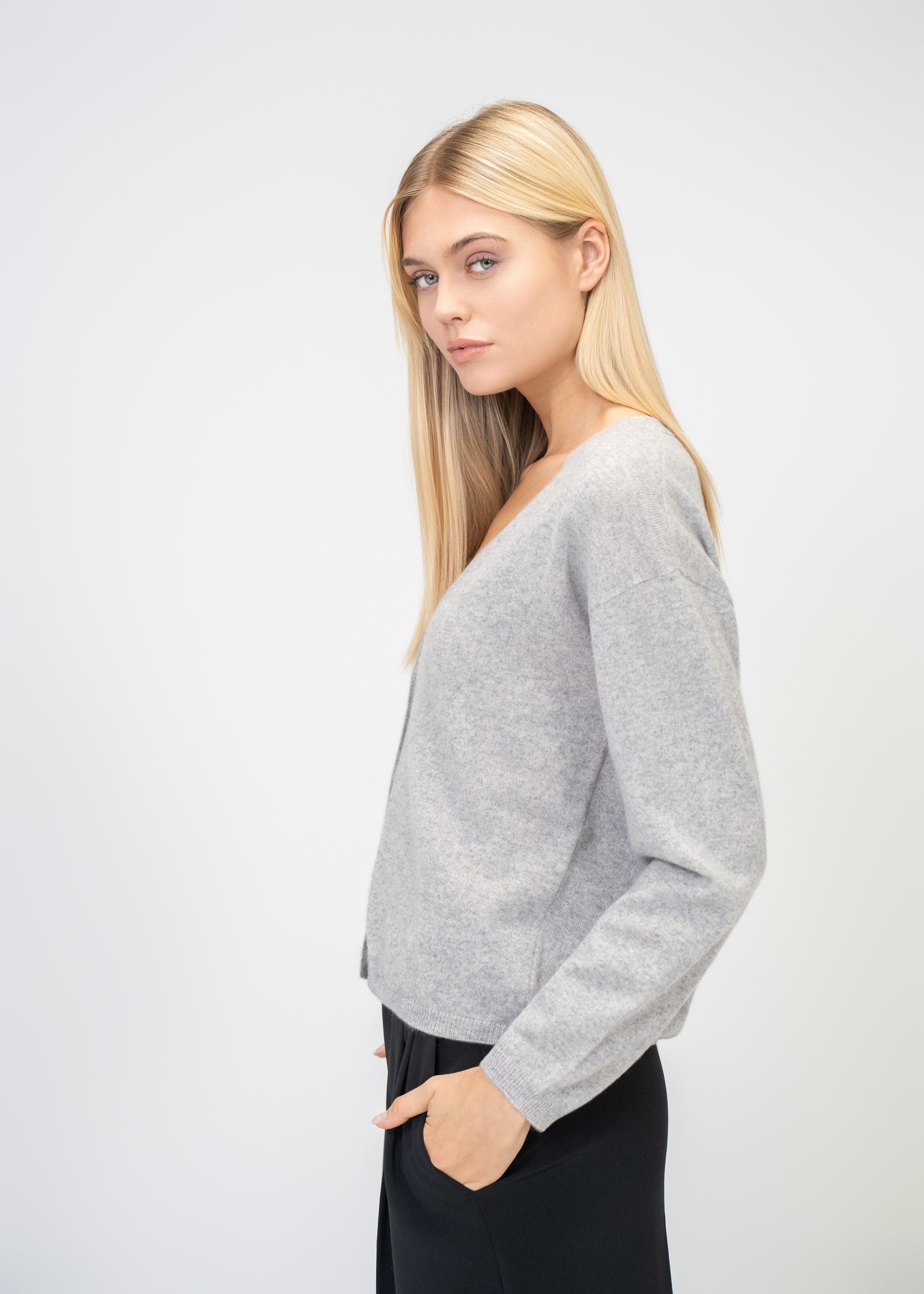 Relaxed Fit V-Neck Cashmere Cardigan