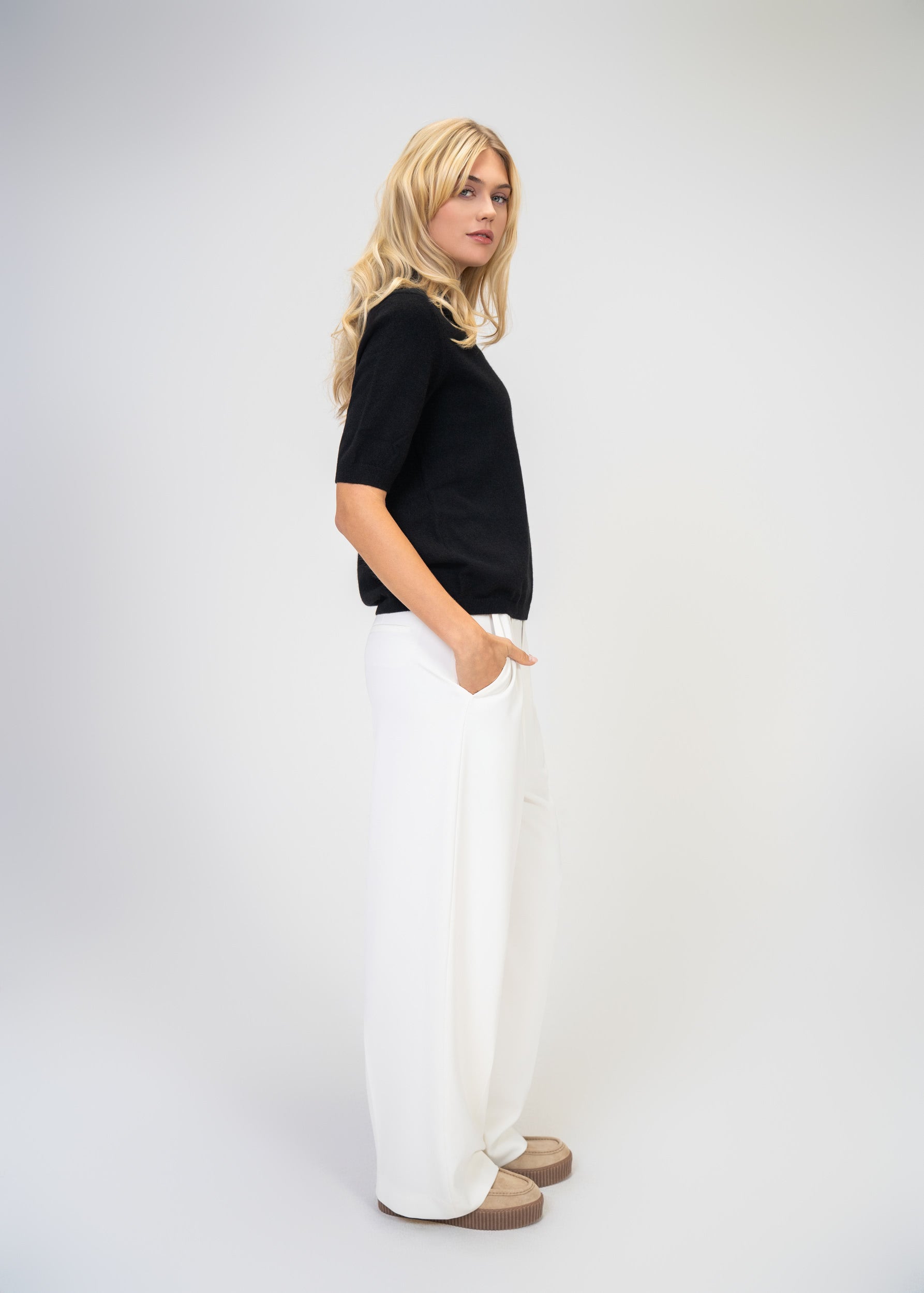 Kaschmir Polo Halbarm – Luxus Strickpullover Damen