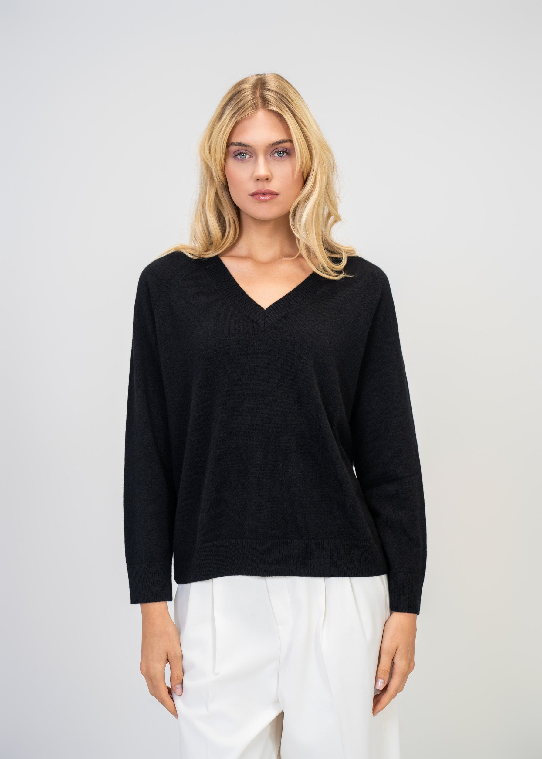 Kaschmir Pullover Damen V-Ausschnitt