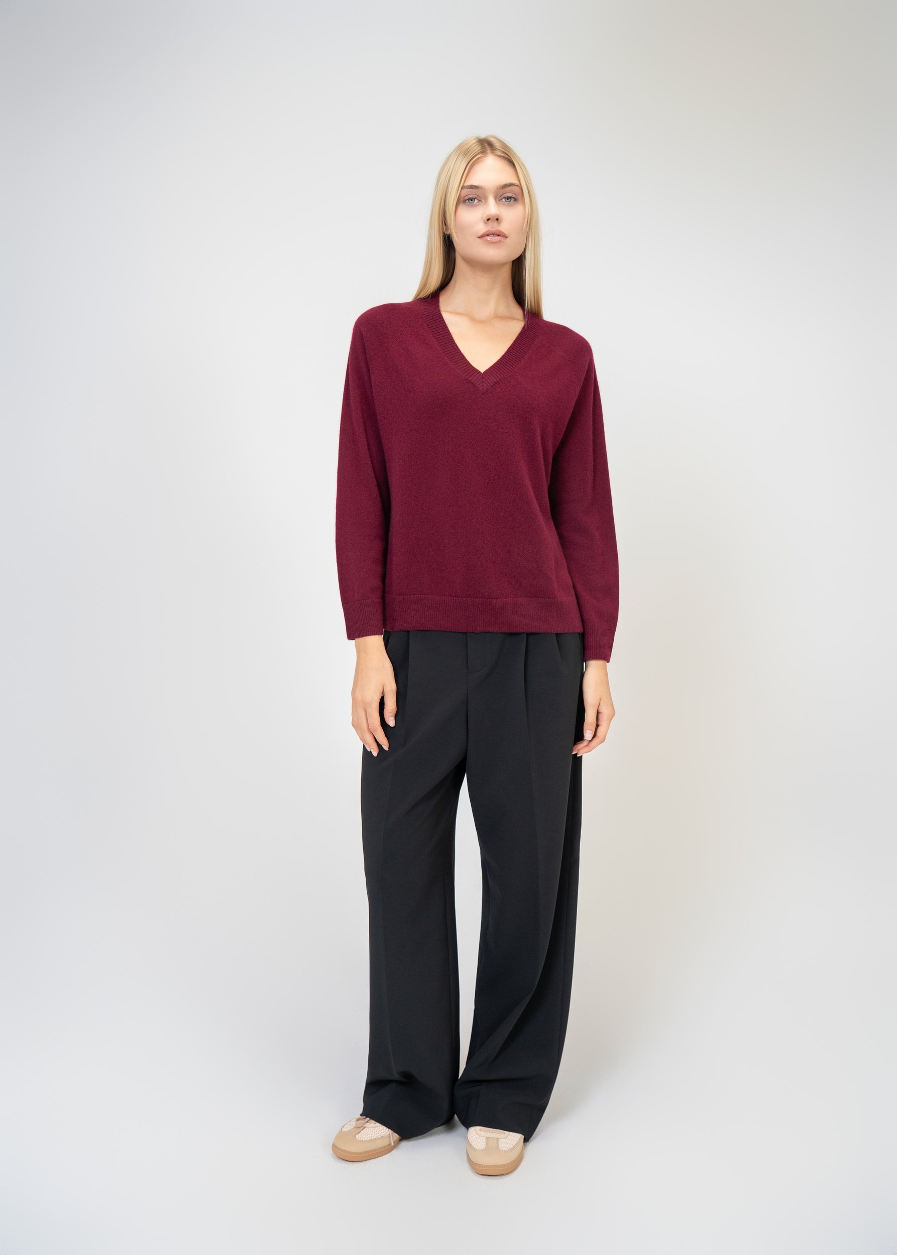 Kaschmir Pullover Damen V-Ausschnitt