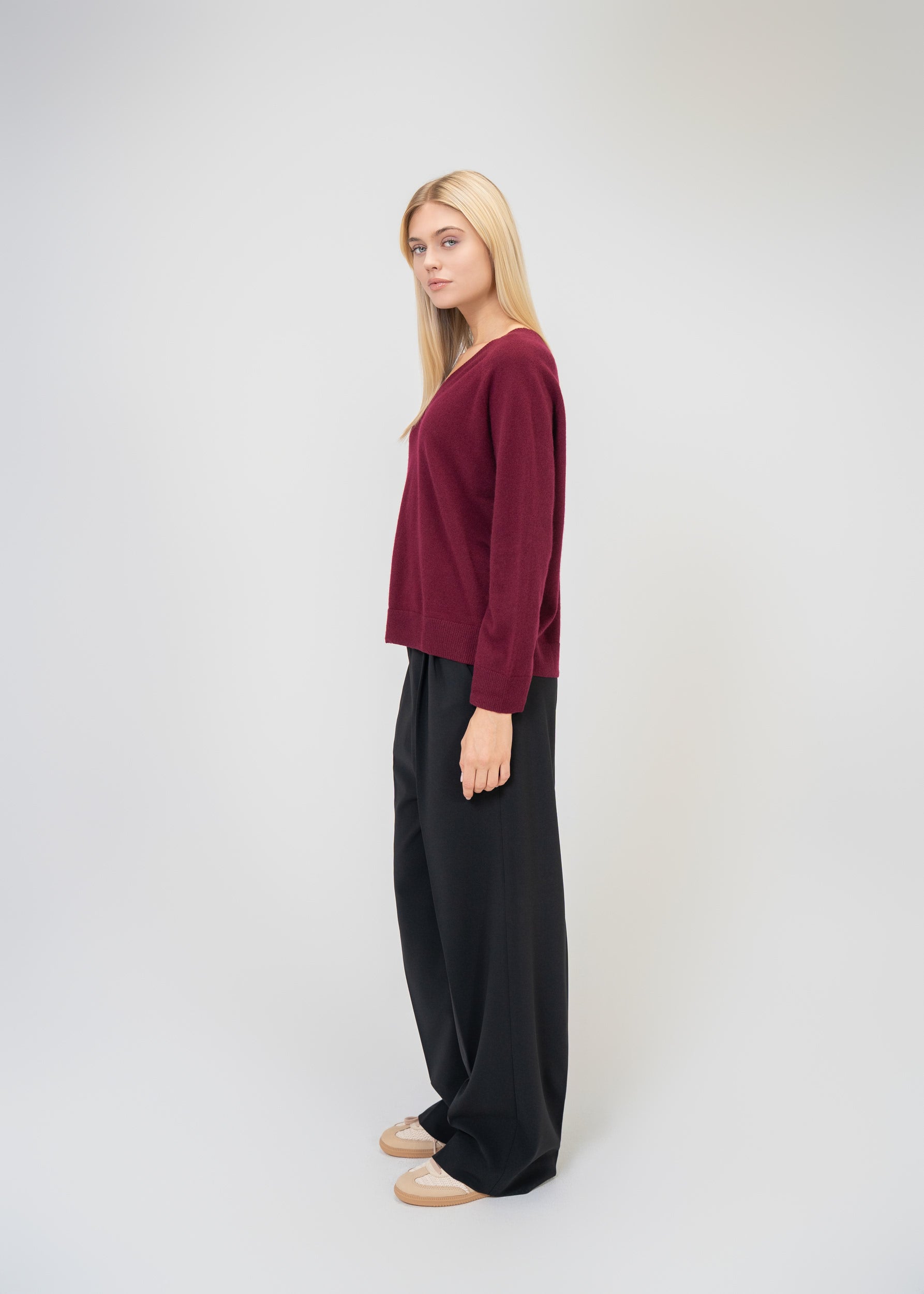 Kaschmir Pullover Damen V-Ausschnitt