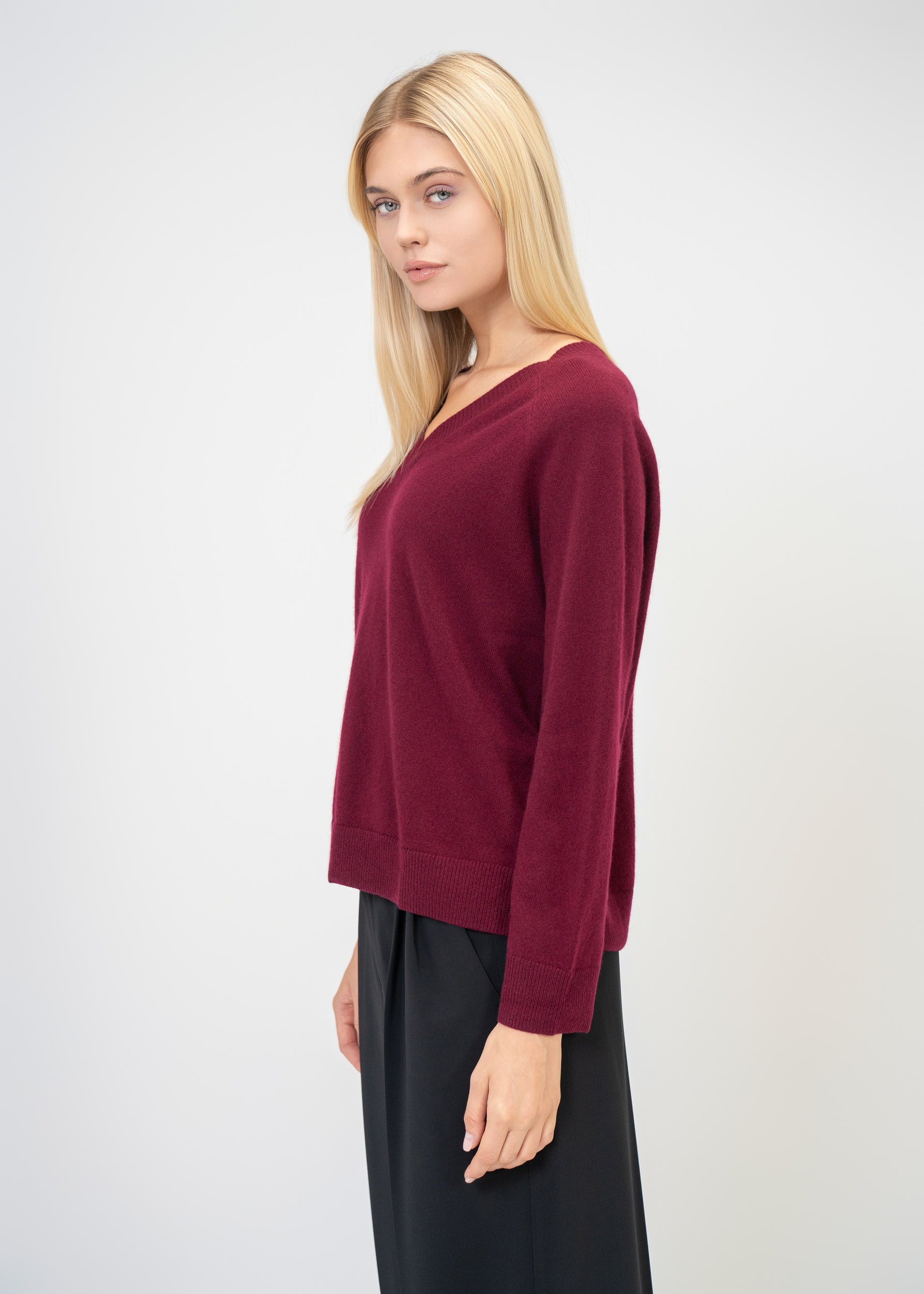 Kaschmir Pullover Damen V-Ausschnitt