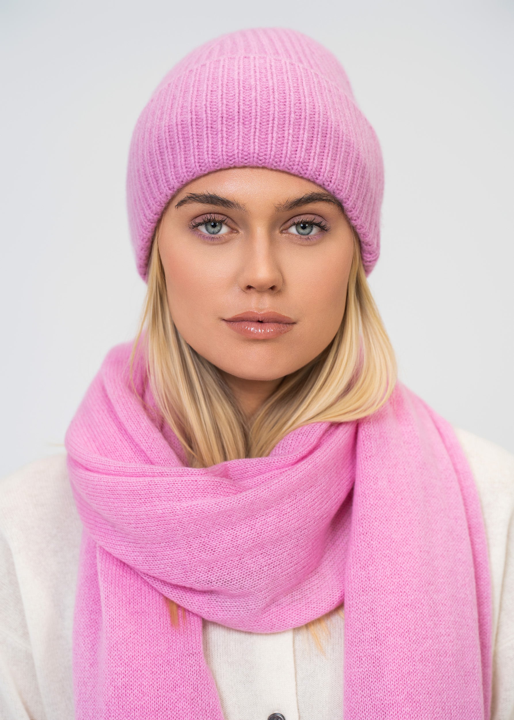 Kaschmir Mütze 100 % – Rippenstrick Luxus