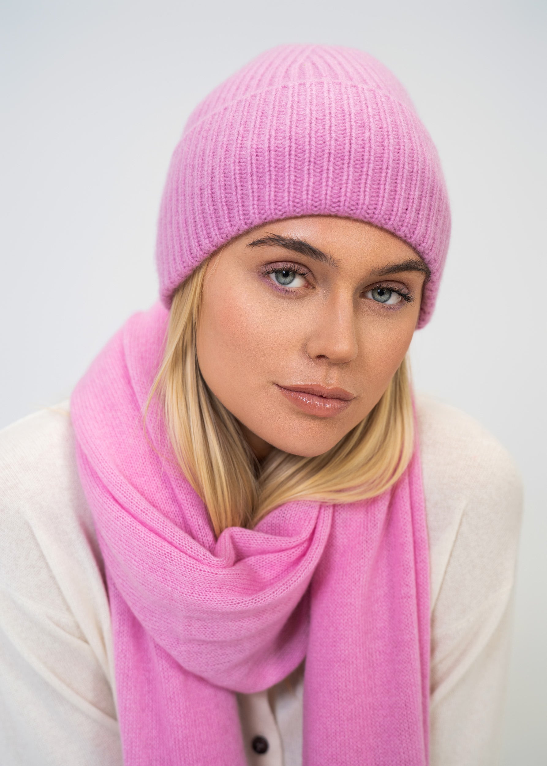 Kaschmir Mütze 100 % – Rippenstrick Luxus