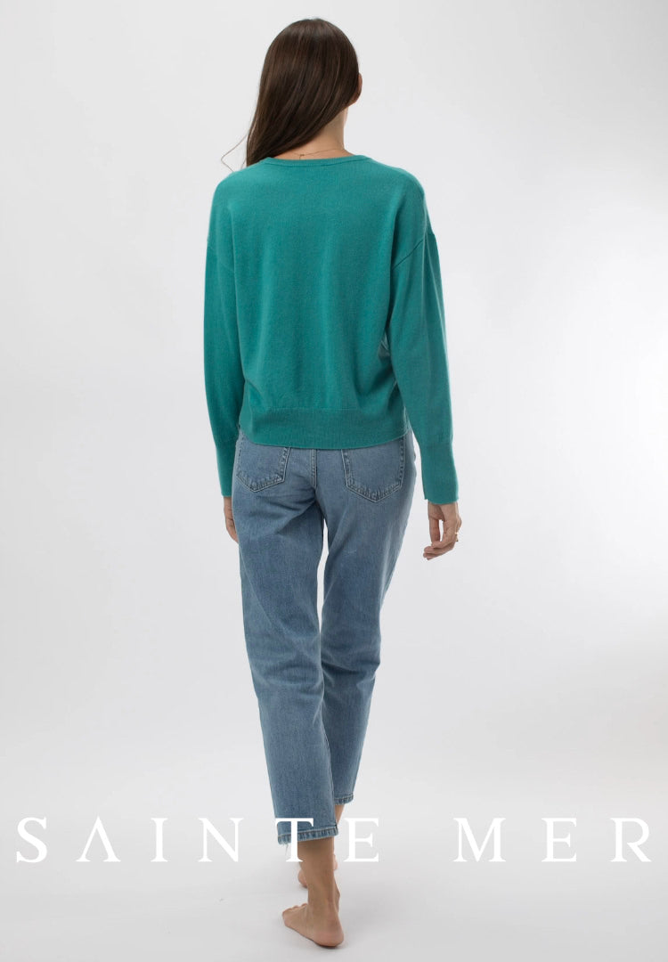 Relaxed fit round neck cashmere cardigan