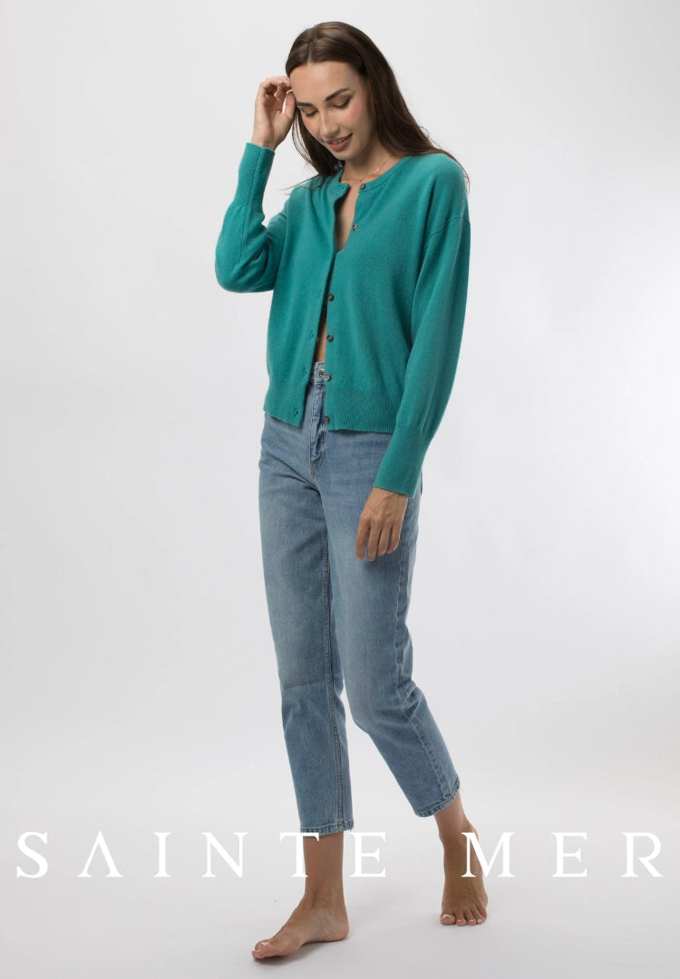 Relaxed fit round neck cashmere cardigan