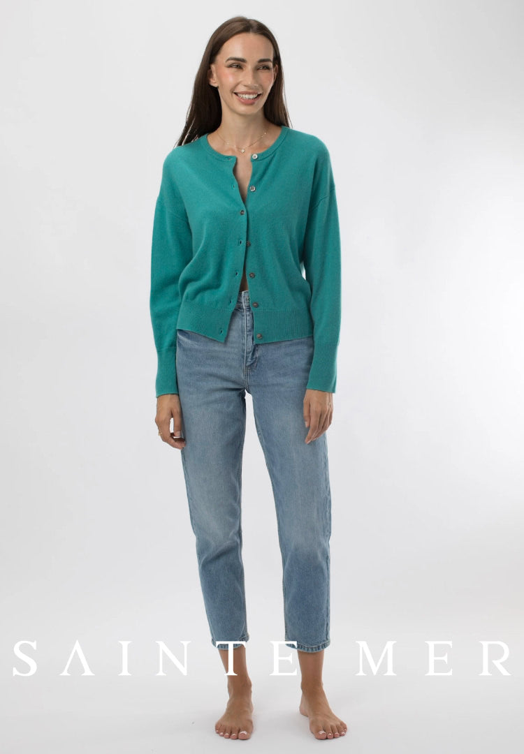 Relaxed fit round neck cashmere cardigan