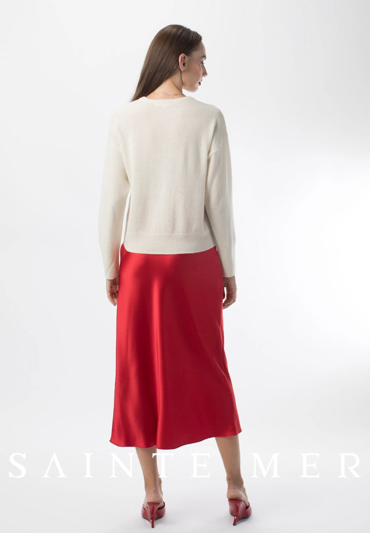 Relaxed fit round neck cashmere cardigan