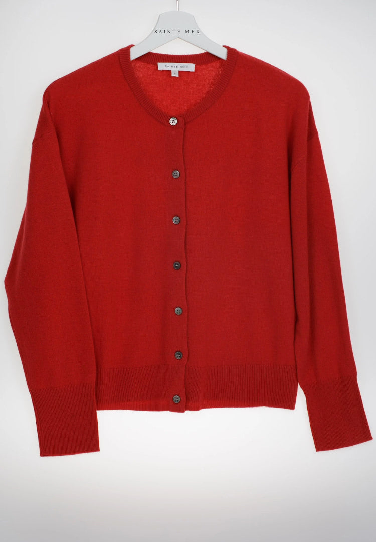 Relaxed fit round neck cashmere cardigan