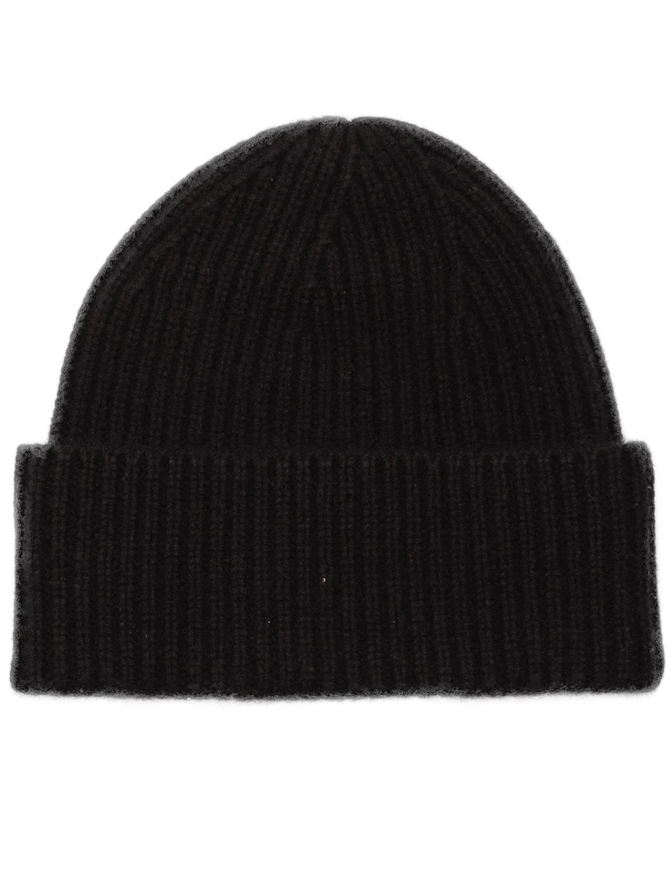 Schwarze Mütze aus 100% reinem Kaschmir im Rippenstrick von SAINTE MER, besonders weich und warm für kalte Wintertage, edles Design in Statement-Farbe.