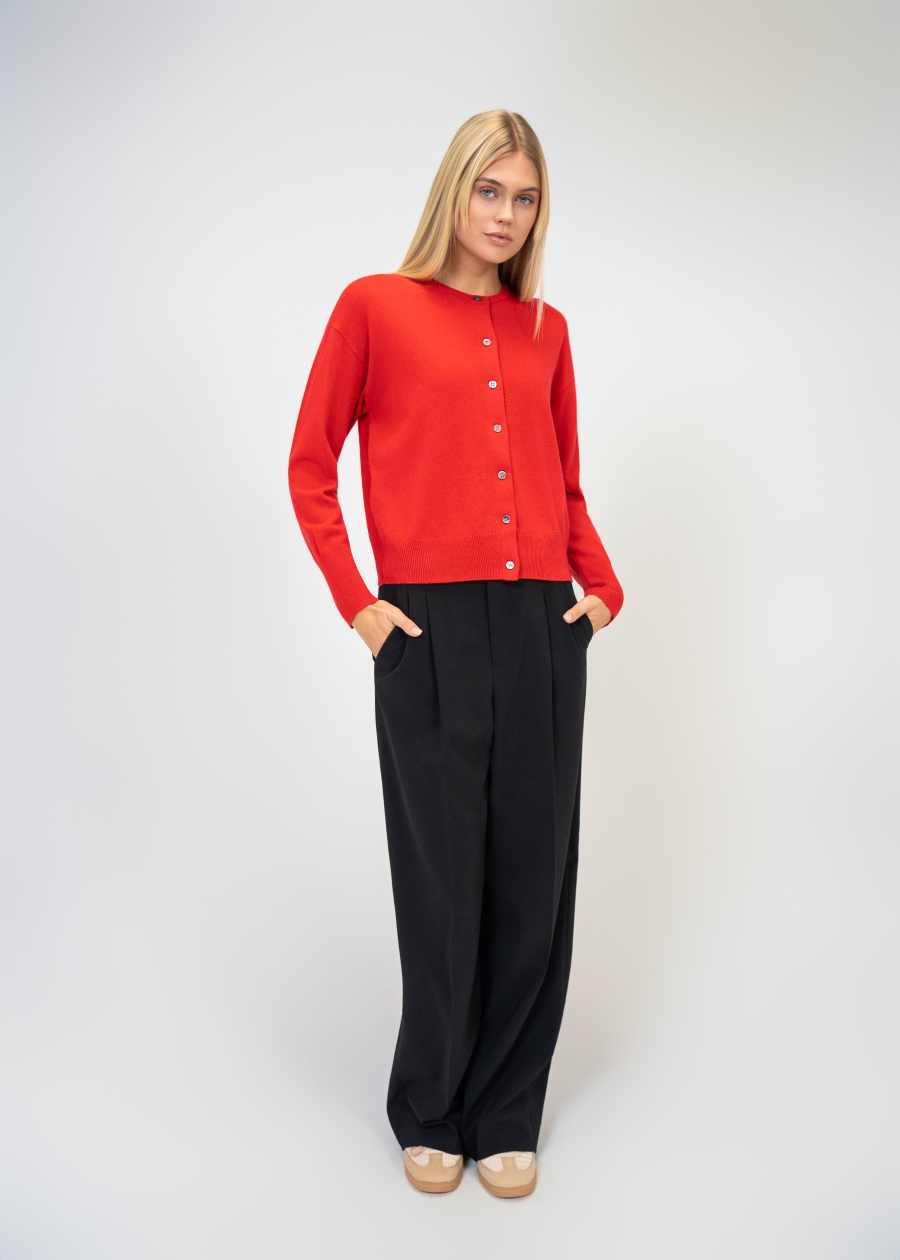 Kaschmir Strickjacke Damen Rundhals – Luxus Cardigan