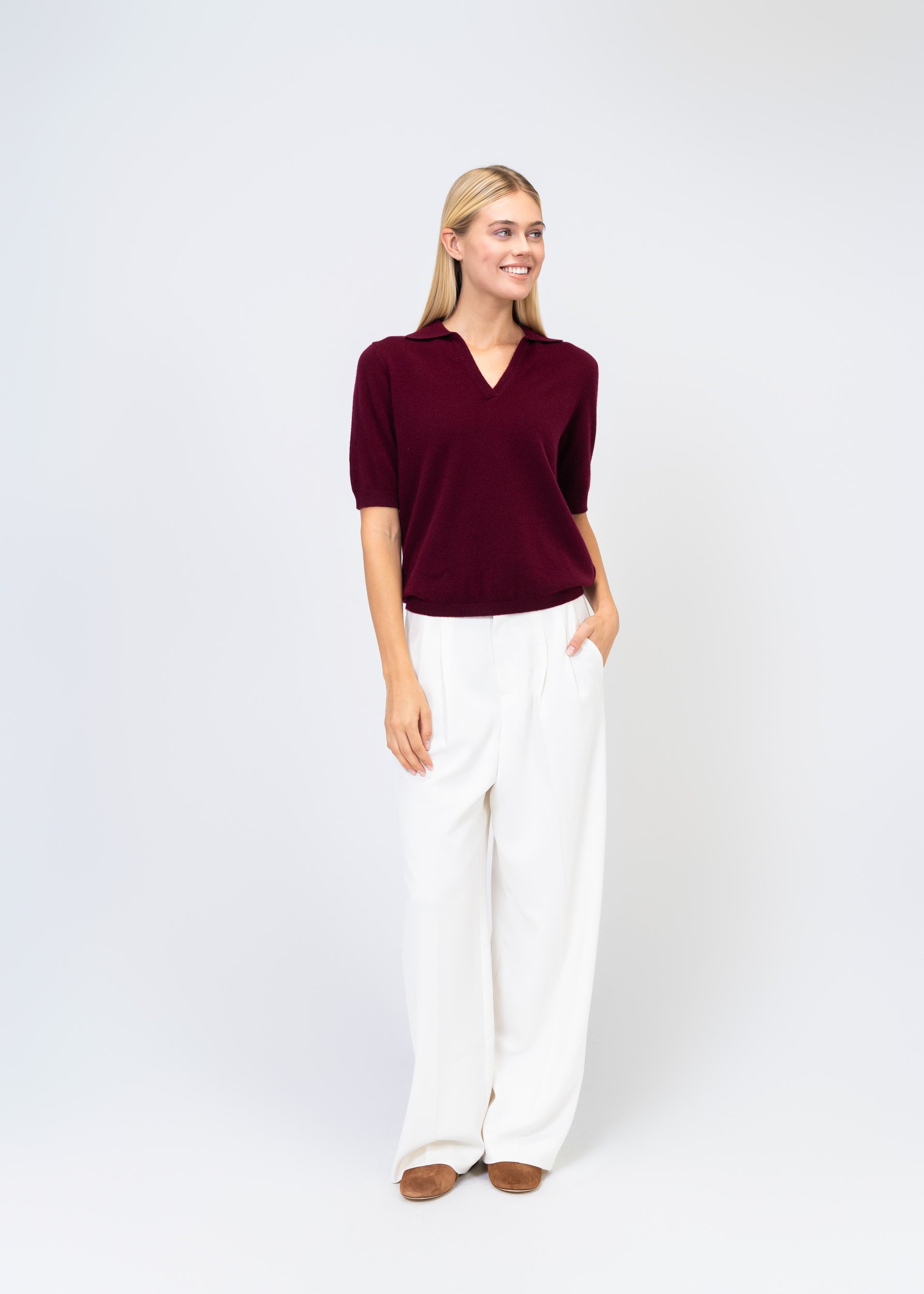 Kaschmir Polo Halbarm – Luxus Strickpullover Damen