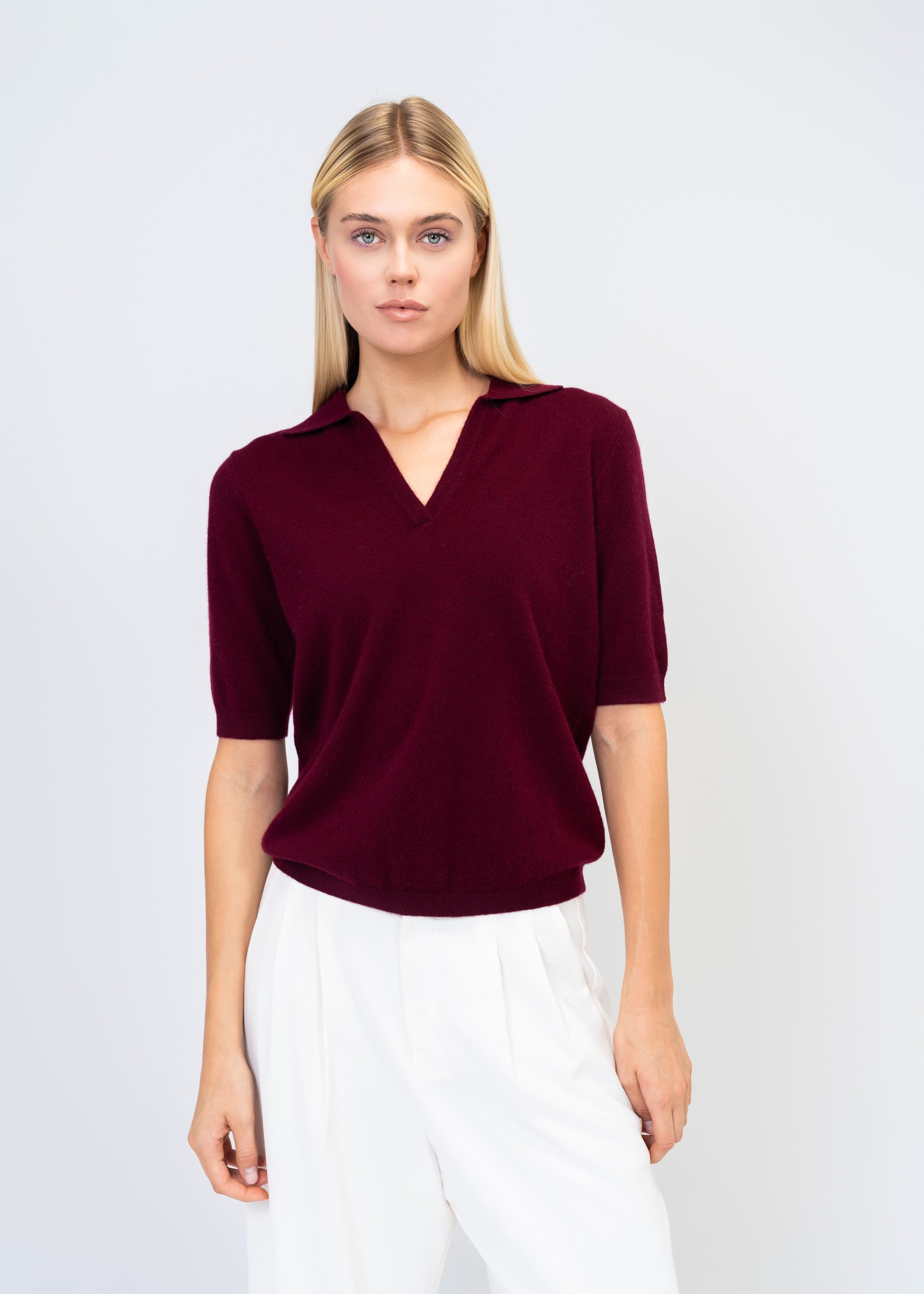 Kaschmir Polo Halbarm – Luxus Strickpullover Damen