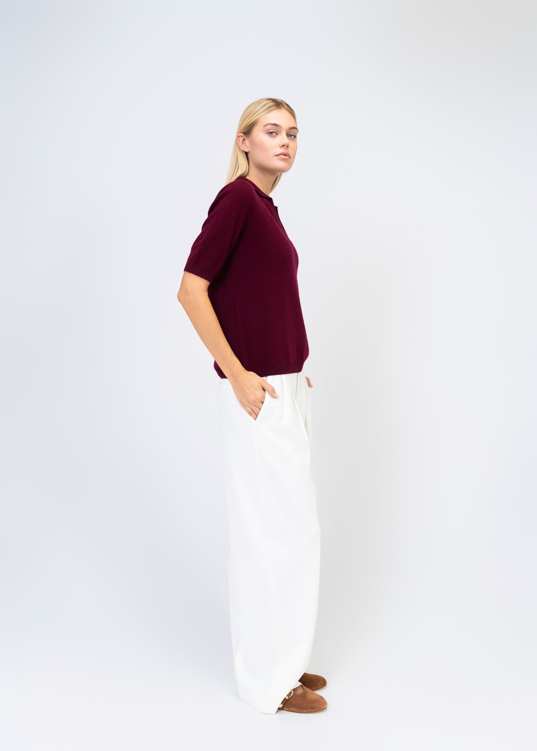 Kaschmir Polo Halbarm – Luxus Strickpullover Damen