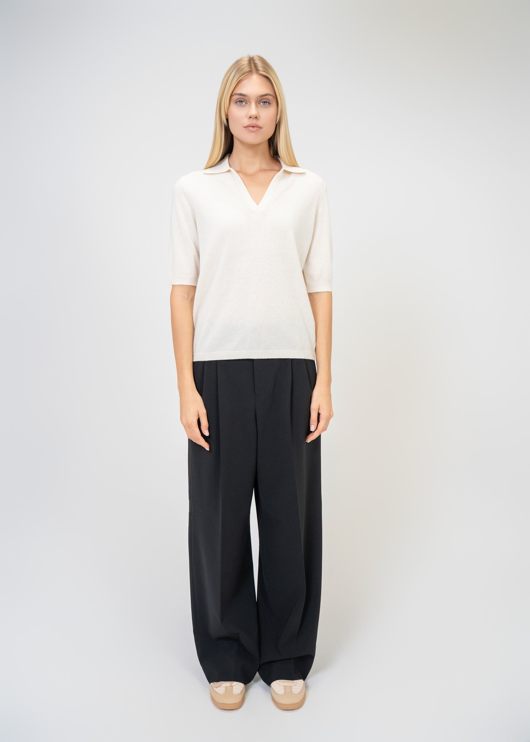 Kaschmir Polo Halbarm – Luxus Strickpullover Damen