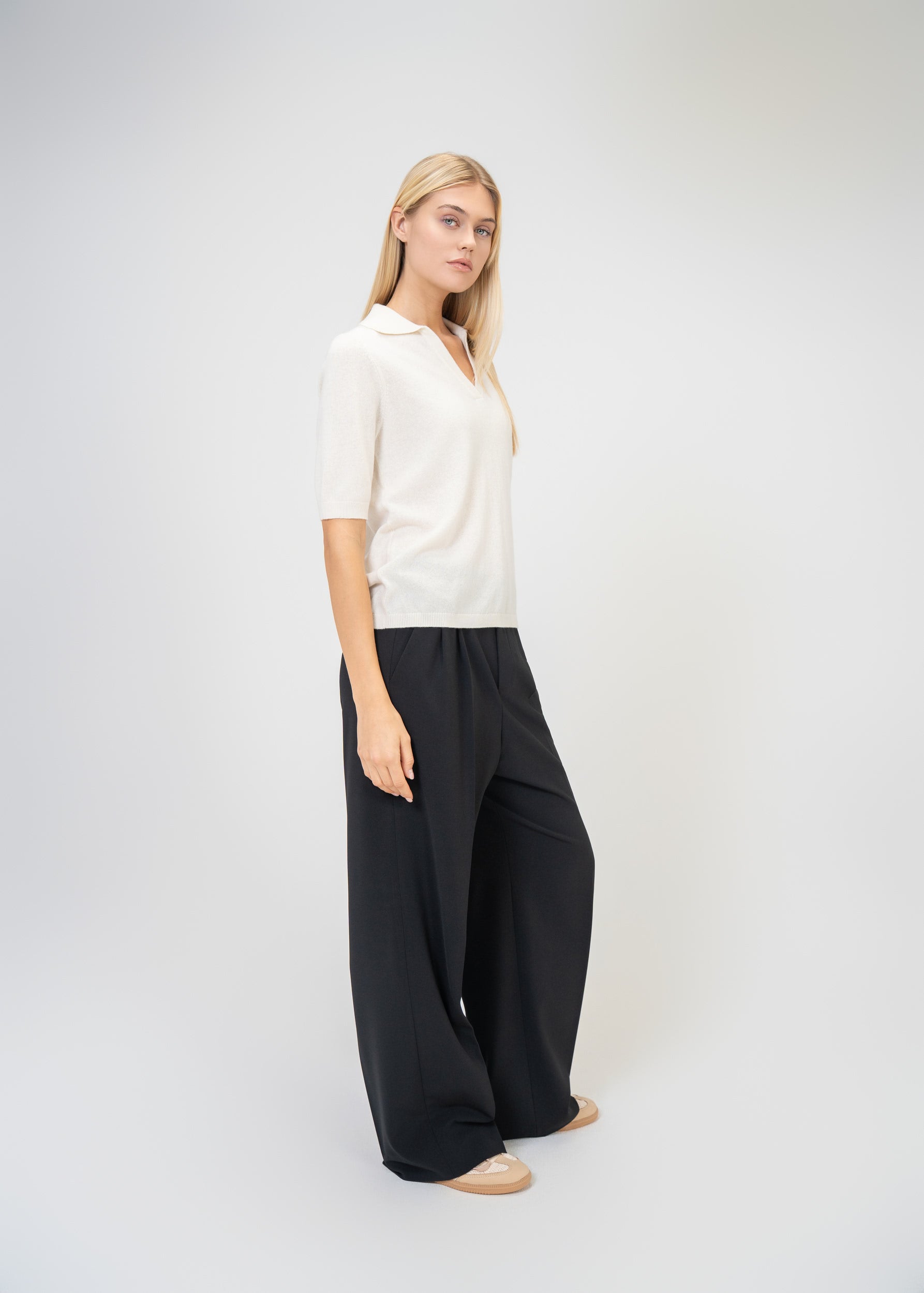 Kaschmir Polo Halbarm – Luxus Strickpullover Damen