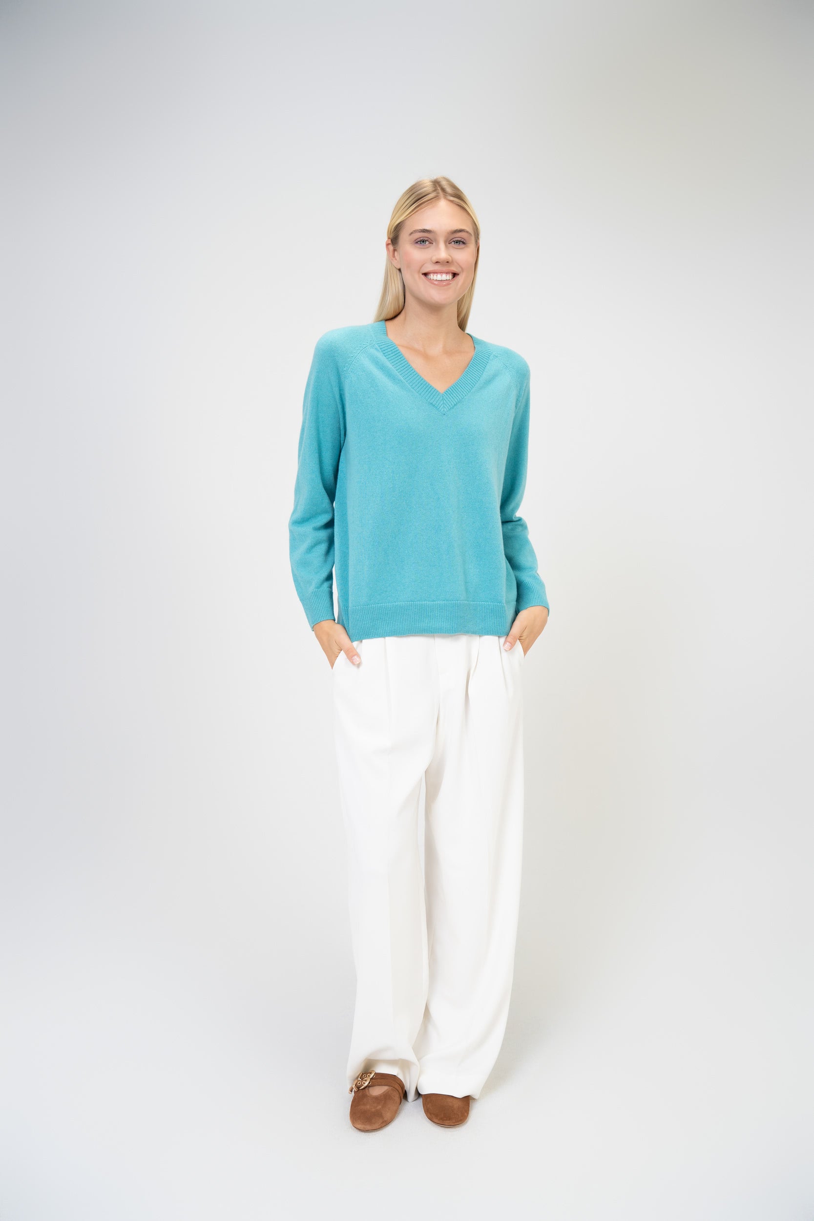 Kaschmir Pullover Damen V-Ausschnitt – Luxus Strick