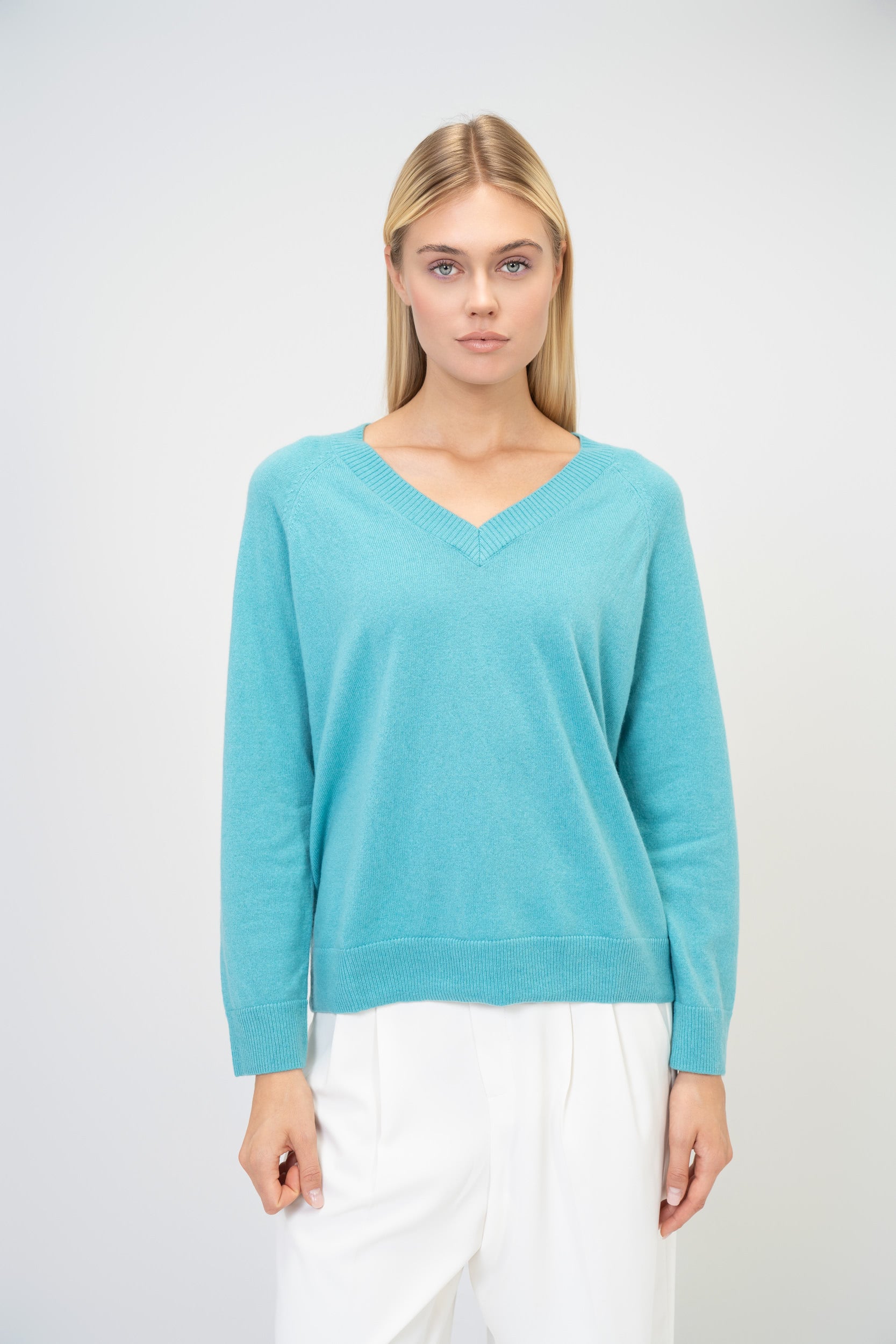 Kaschmir Pullover Damen V-Ausschnitt – Luxus Strick