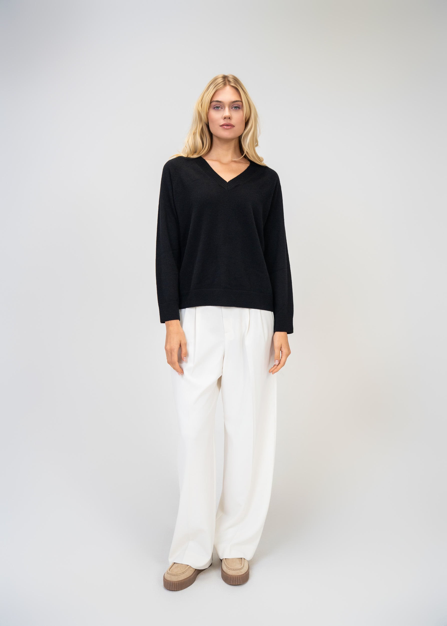 Kaschmir Pullover Damen V-Ausschnitt – Luxus Strick
