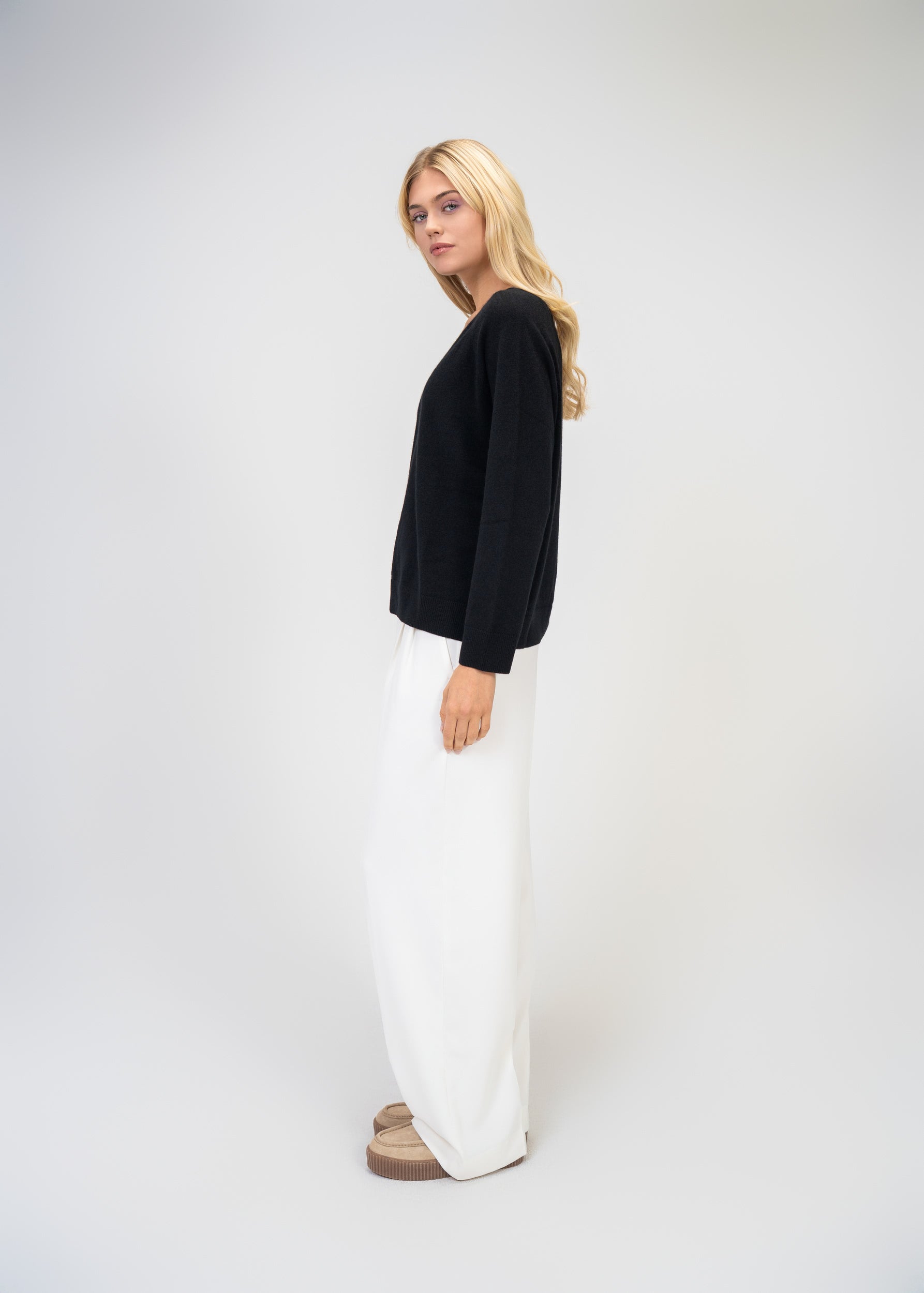Kaschmir Pullover Damen V-Ausschnitt – Luxus Strick