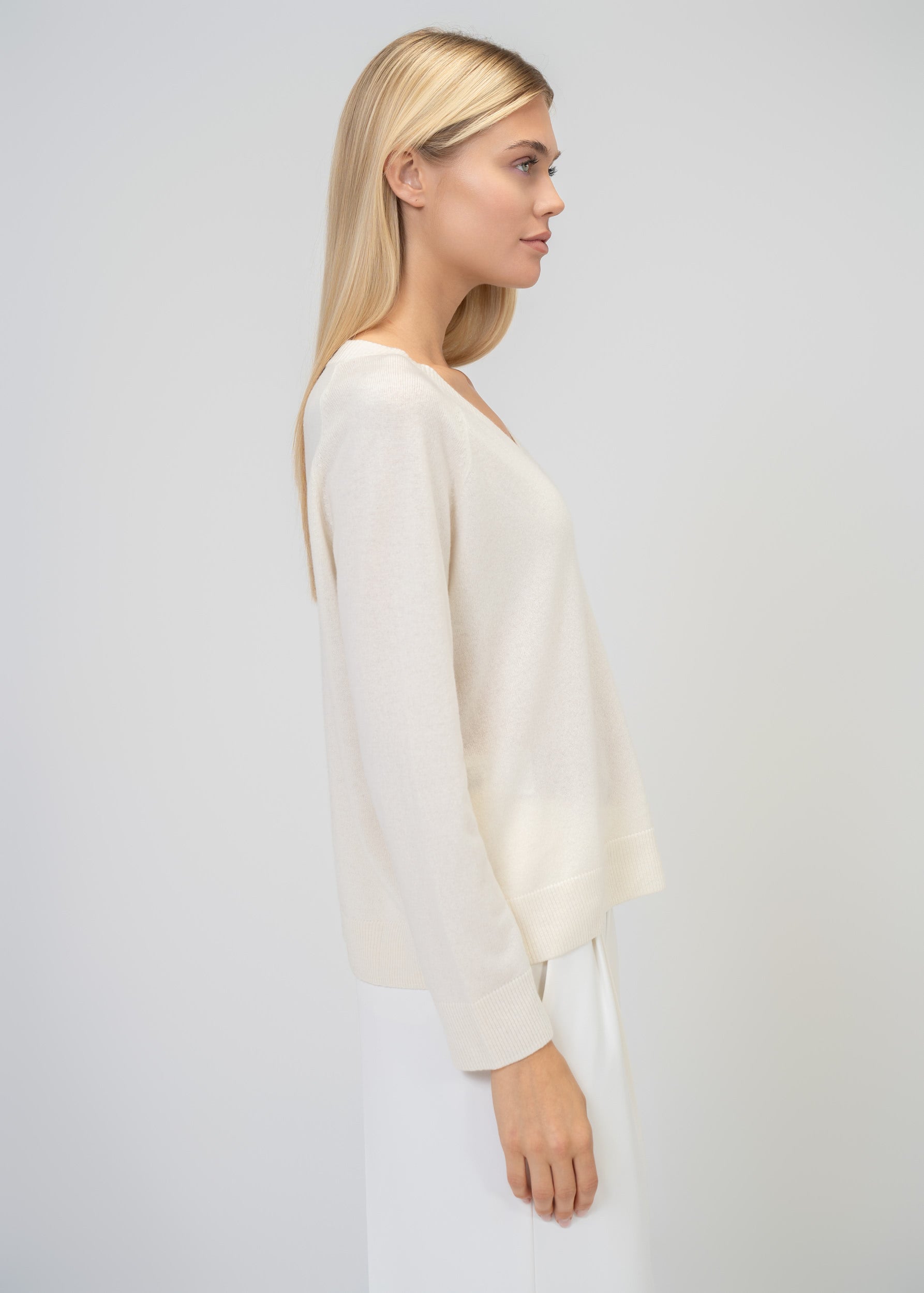 Kaschmir Pullover Damen V-Ausschnitt – Luxus Strick