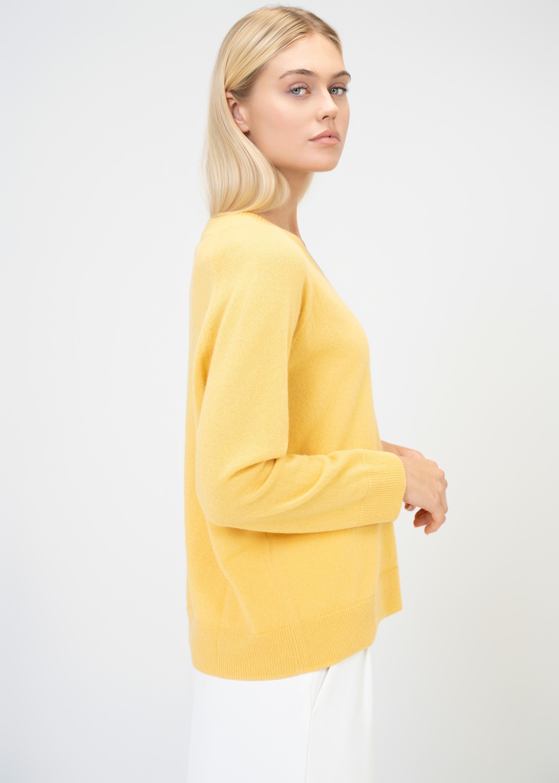 Kaschmir Pullover Damen V-Ausschnitt – Luxus Strick