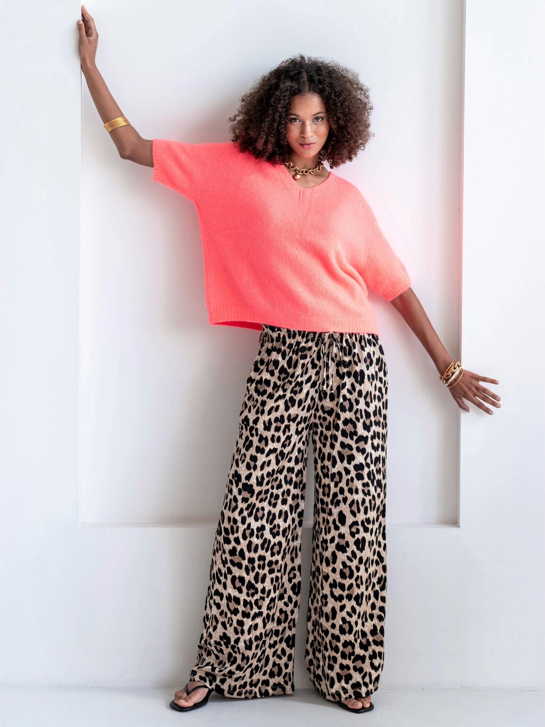 Kurzarm Alpaka-Pullover Damen „Coral“ | Made in Italy