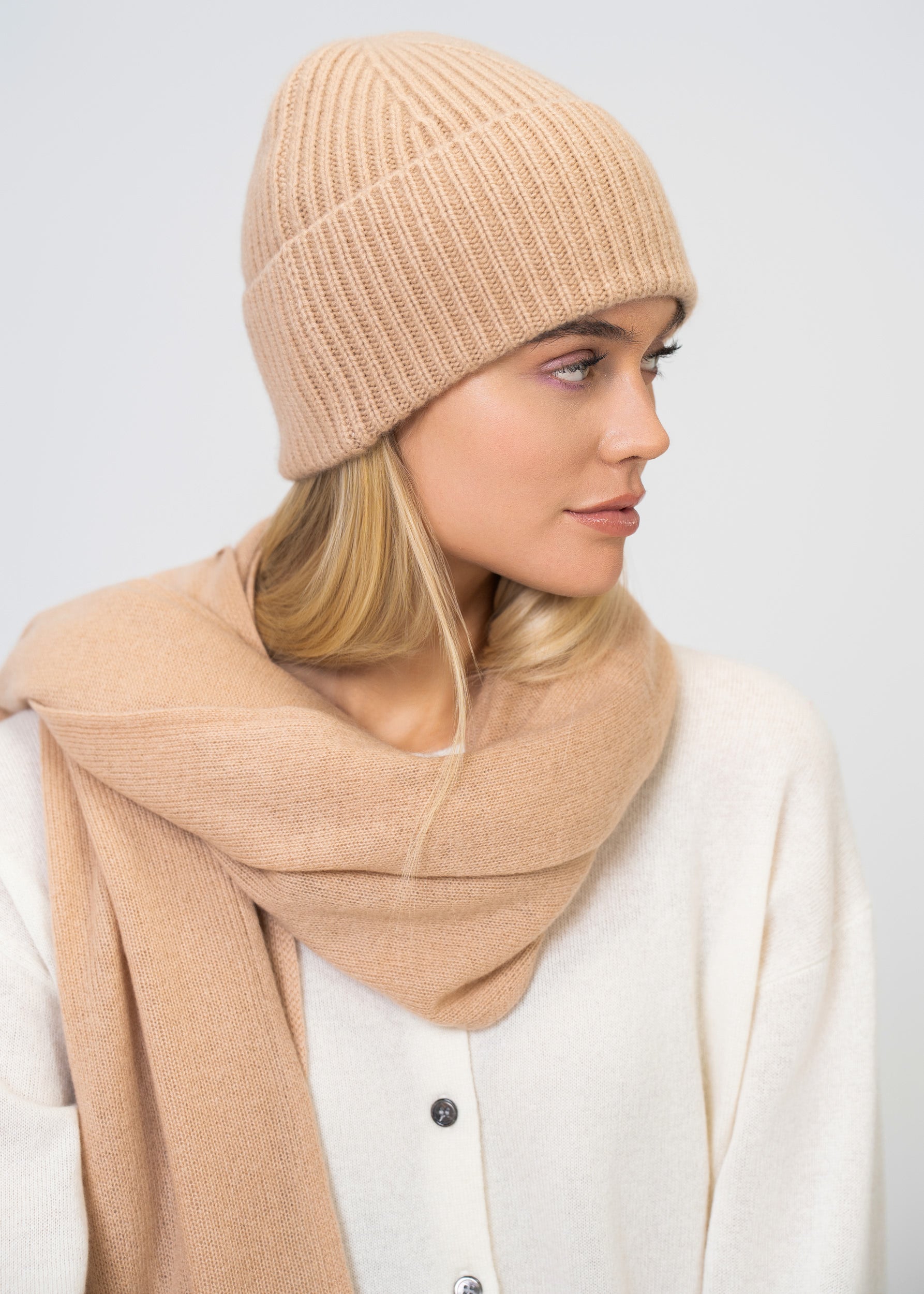 Kaschmir Schal & Mütze Set Damen – Luxus 100 % Kaschmir