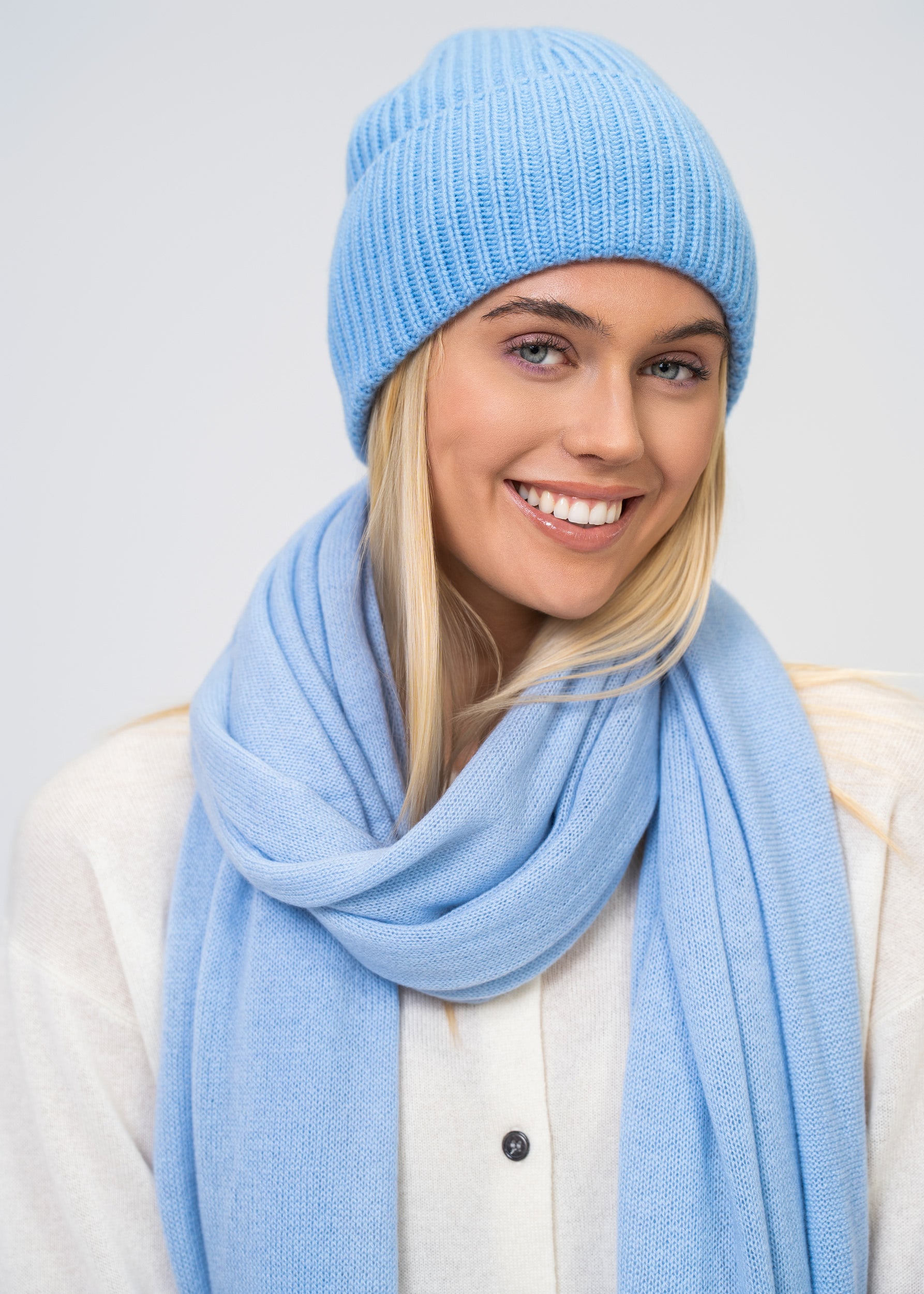 Kaschmir Mütze 100 % – Rippenstrick Luxus