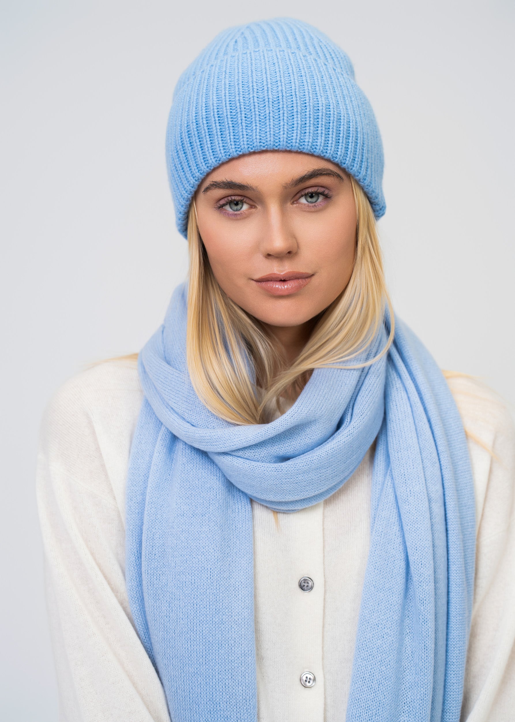 Kaschmir Mütze 100 % – Rippenstrick Luxus
