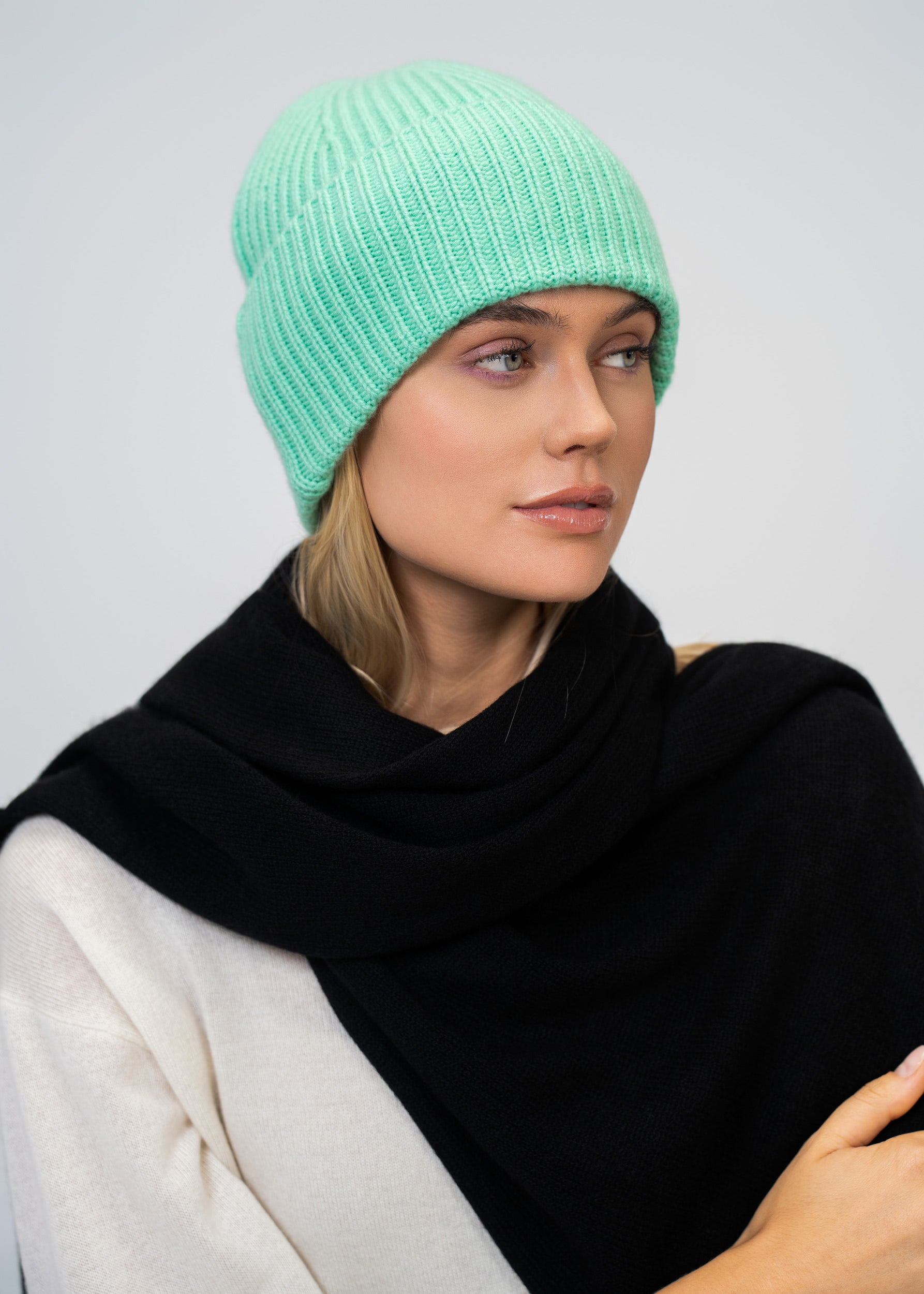 Kaschmir Schal & Mütze Set Damen – Luxus 100 % Kaschmir