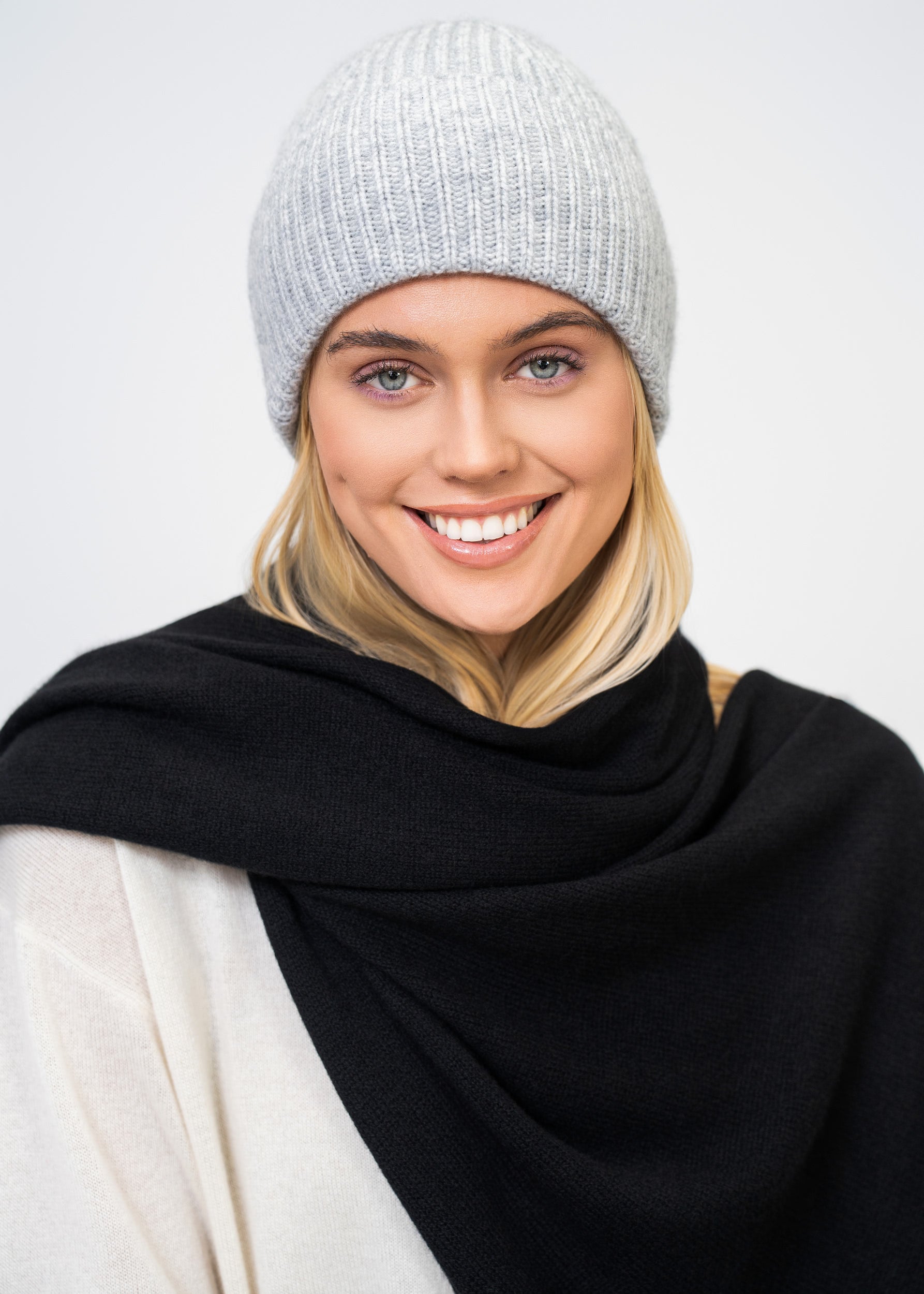 Kaschmir Mütze 100 % – Rippenstrick Luxus