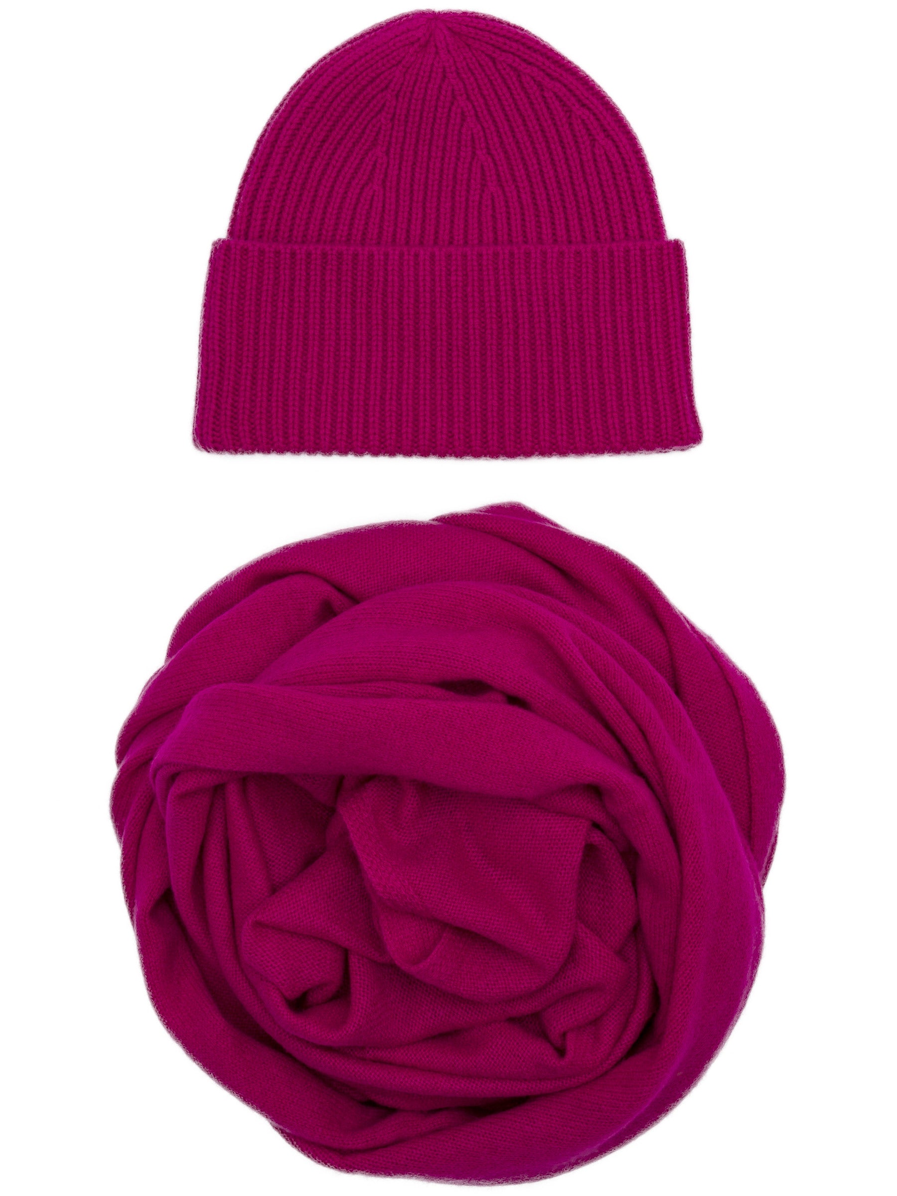 Schal- und Mützen-Set aus 100% reinem Kaschmir in Statement-Farbe von SAINTE MER, großes, weiches Accessoire für kalte Wintertage