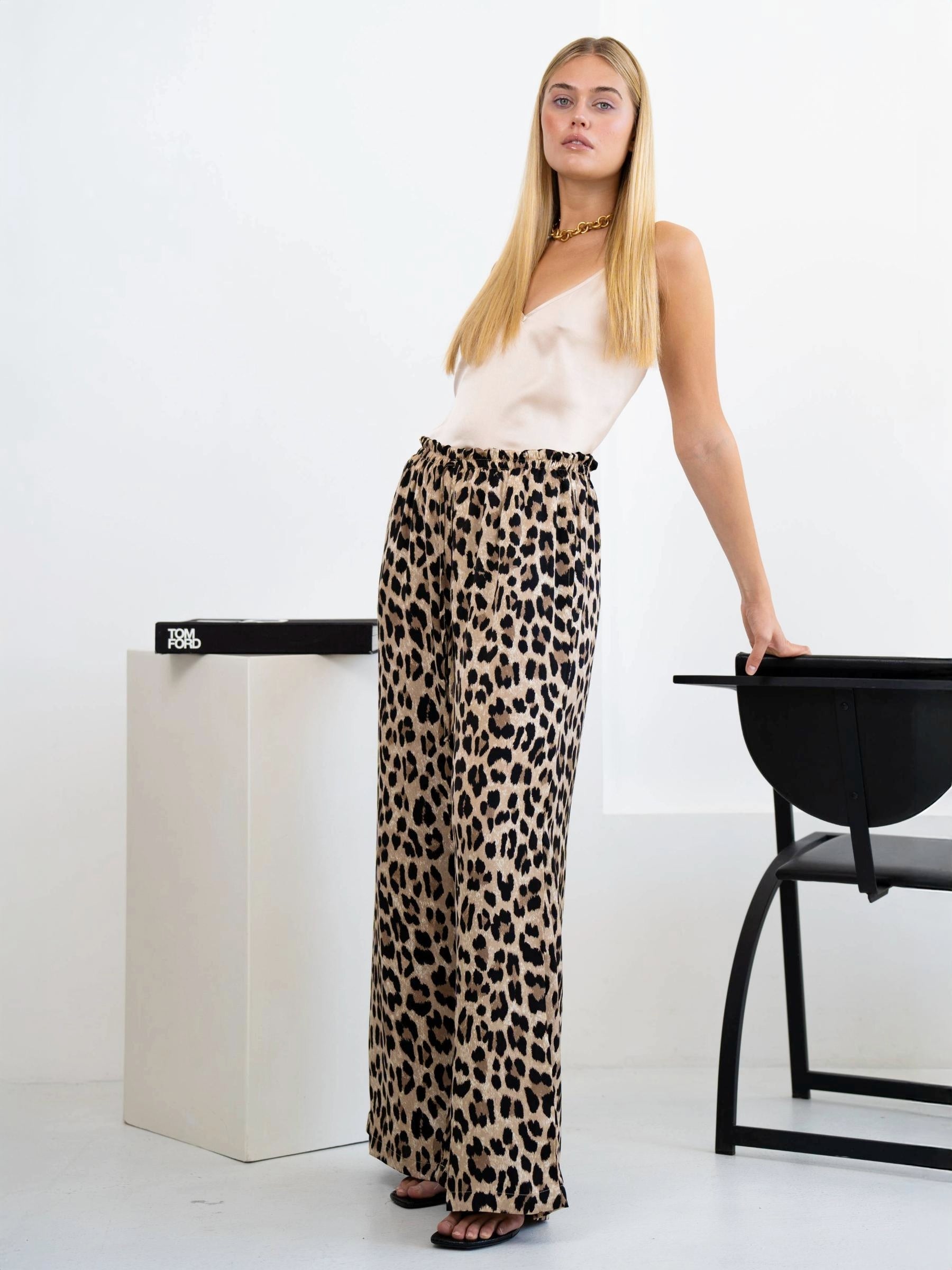 Leopard Print Satin Pants