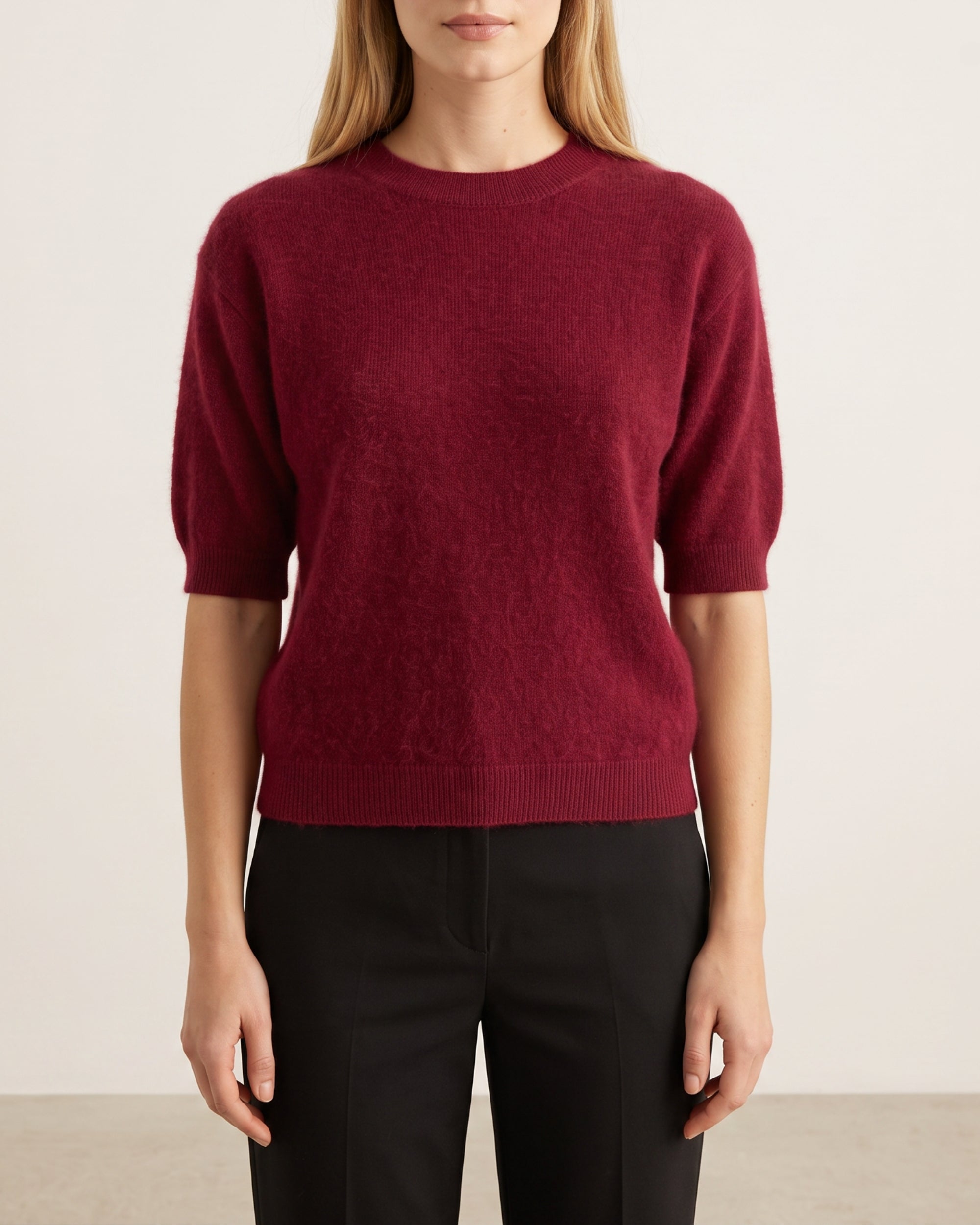 Kurzarm Pullover in Berry, Oberkörper