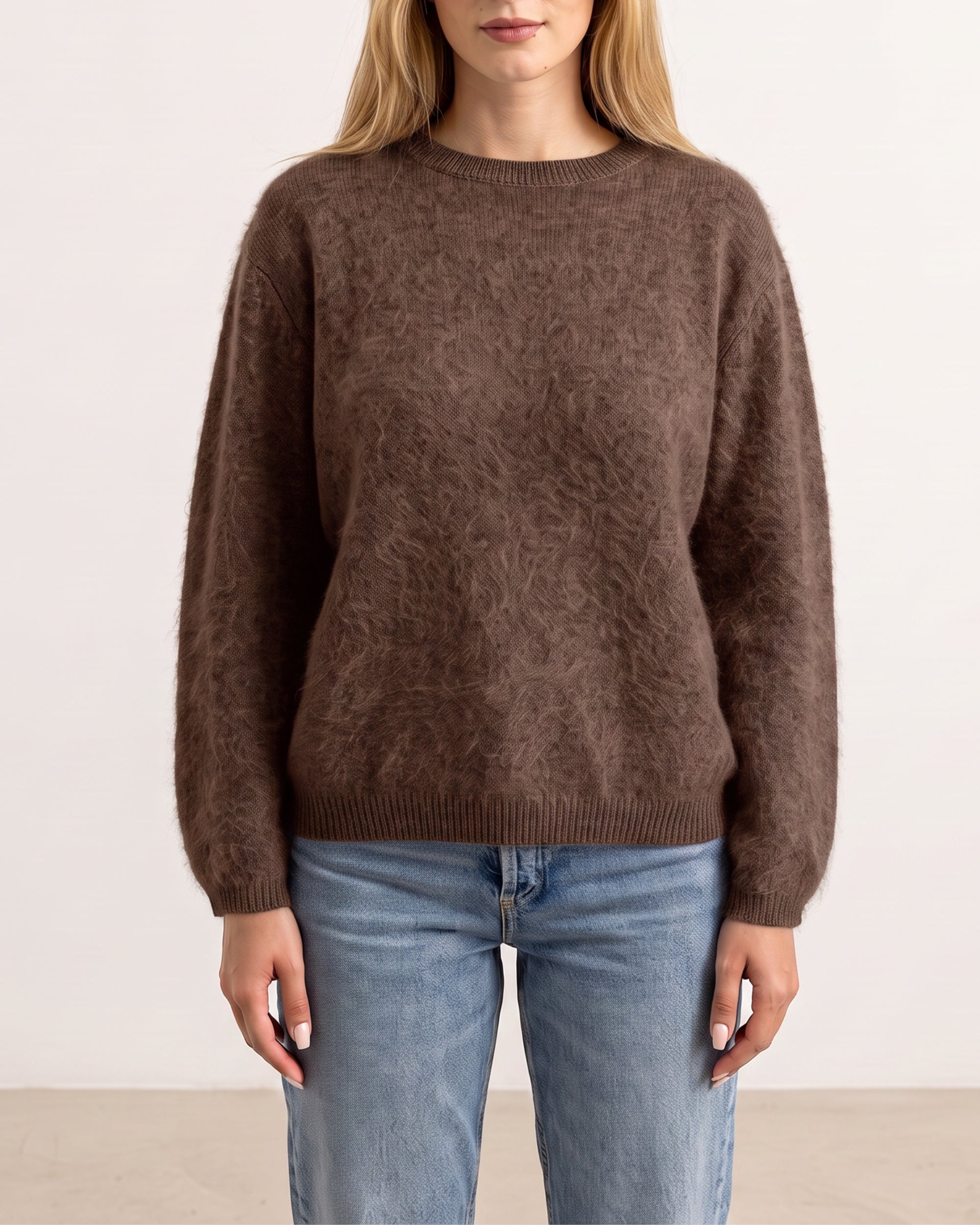 Rundhals Pullover Merino-Kaschmir Mokka #Farbe_Mokka