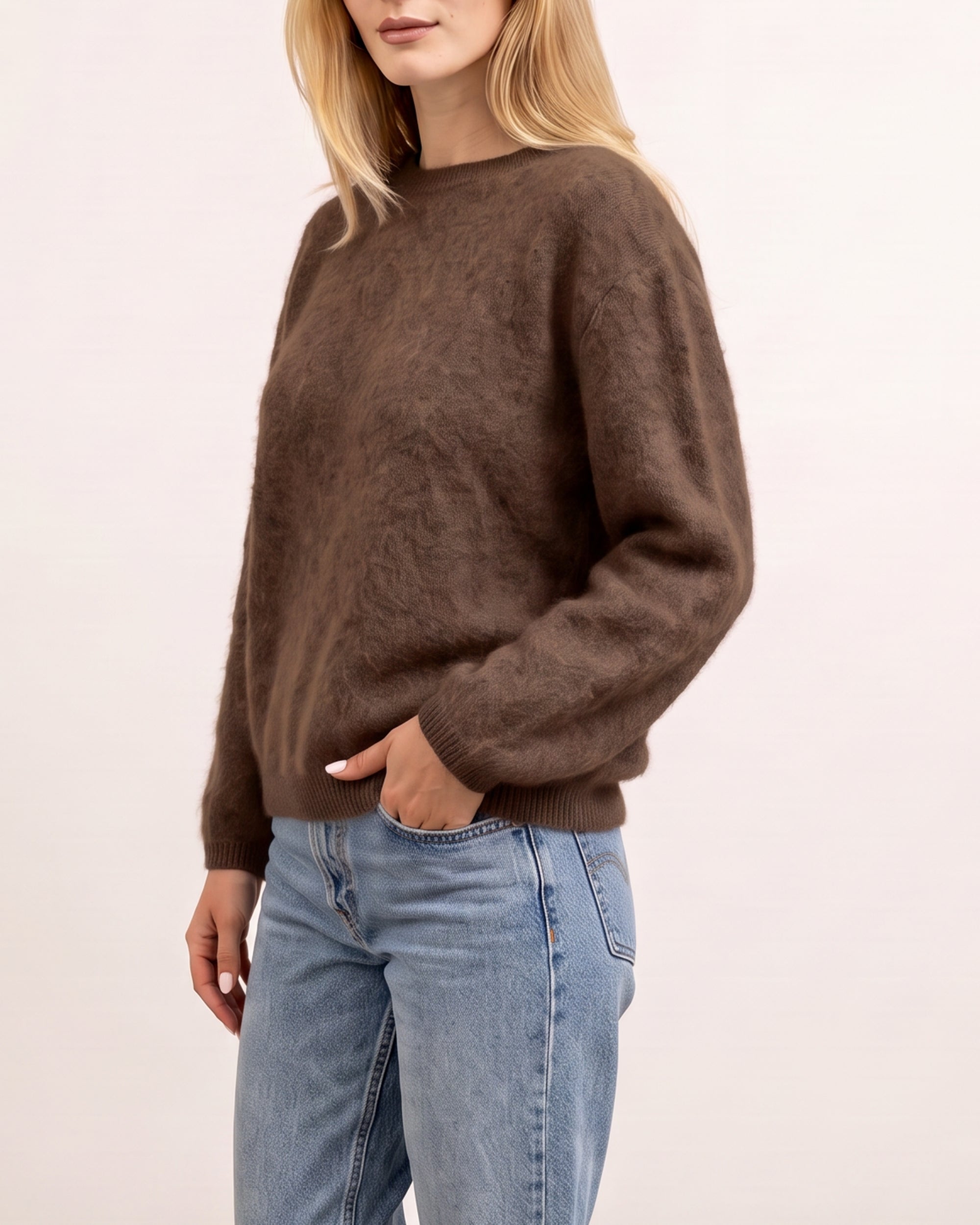 Rundhals Pullover Merino-Kaschmir Mokka #Farbe_Mokka