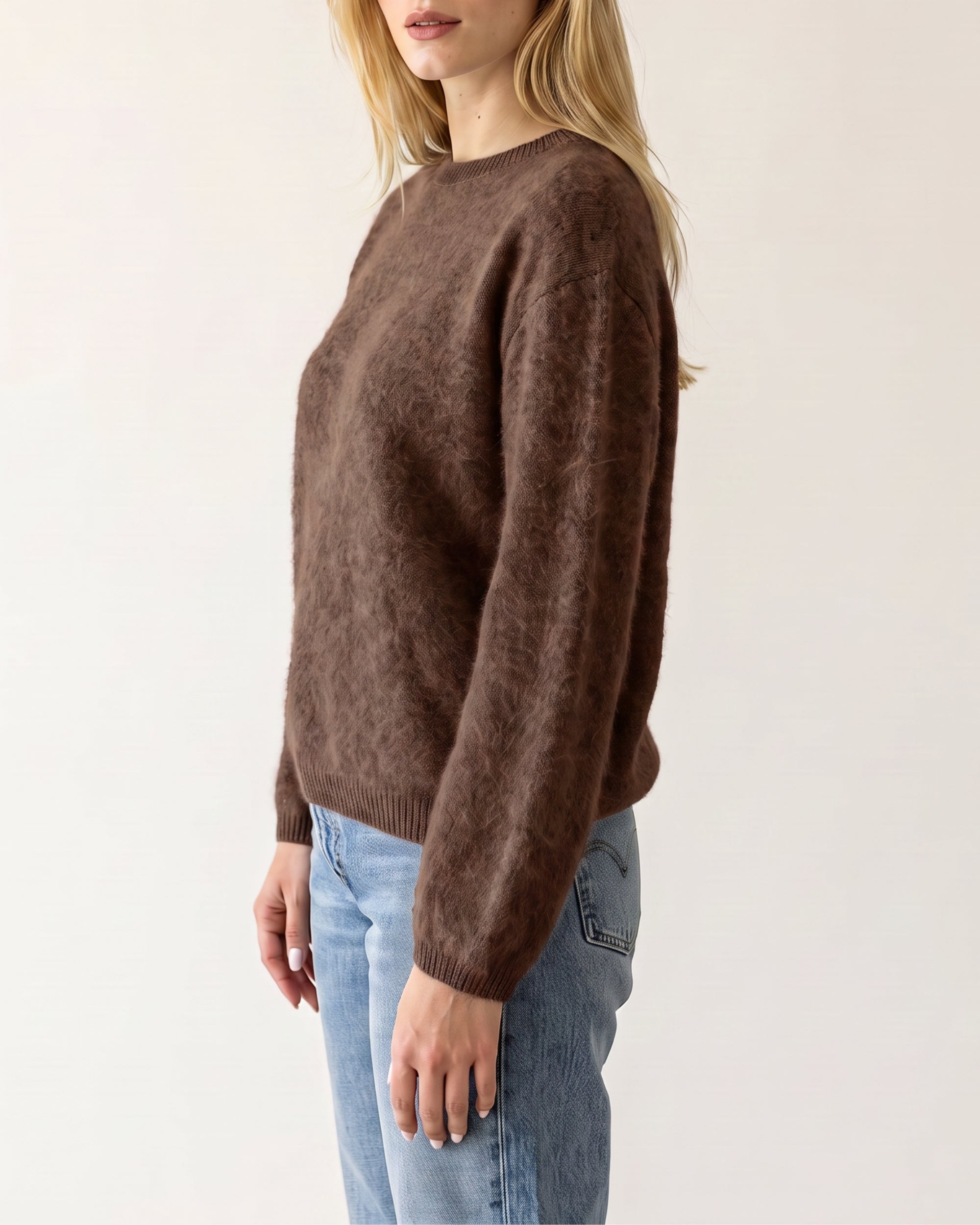 Rundhals Pullover Merino-Kaschmir Mokka #Farbe_Mokka