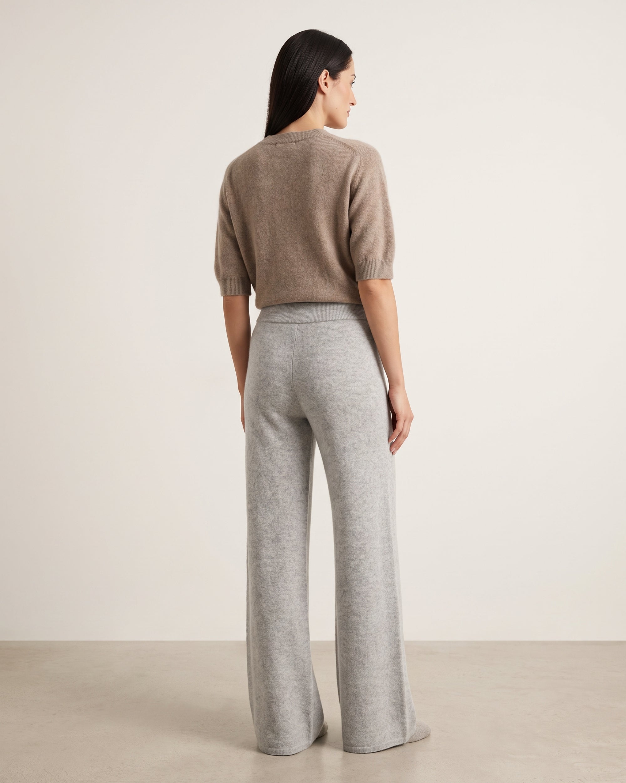 Strickhose Wide Leg in Silver Melange, Rückansicht