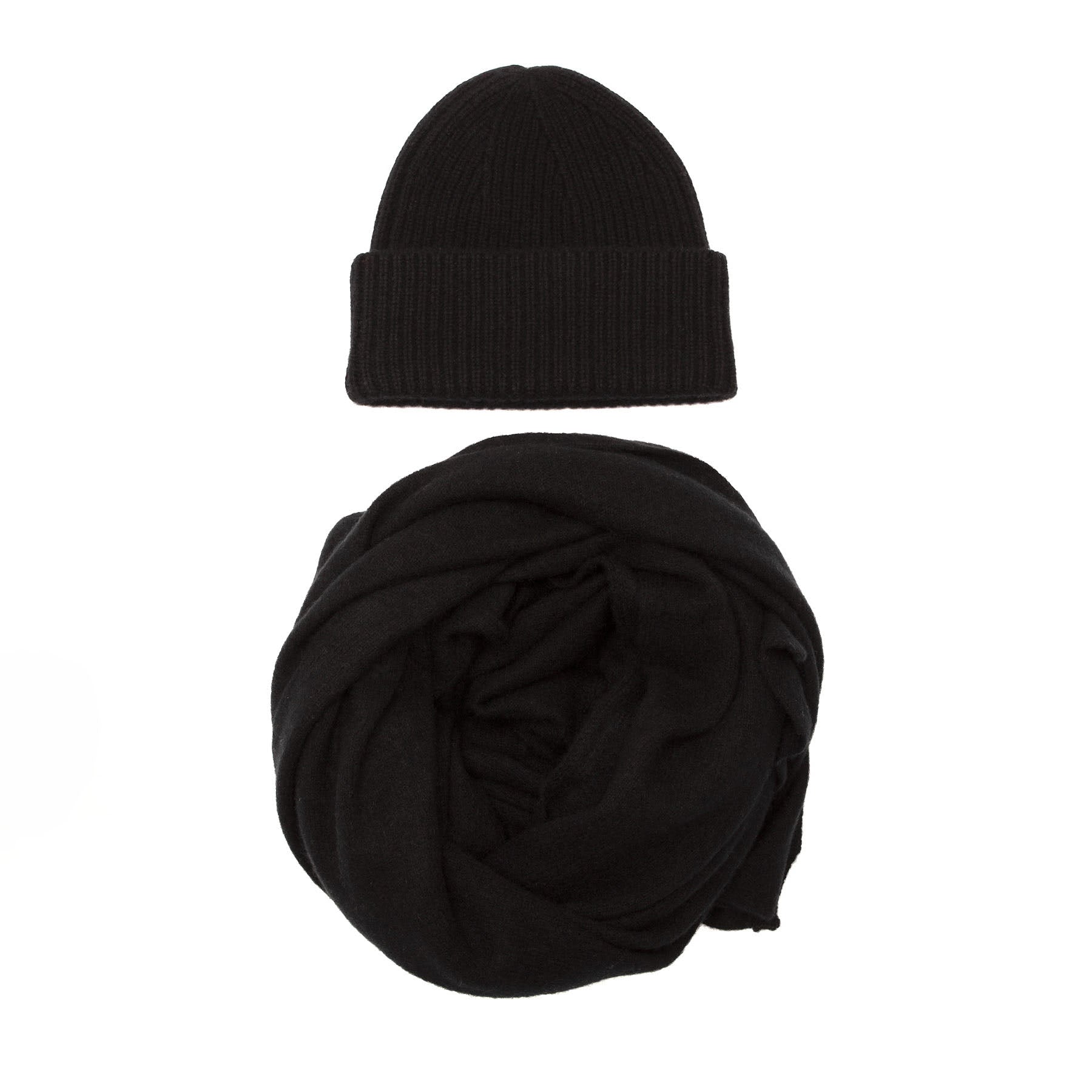 SAINTE MER Set: Kaschmir-Mütze und Kaschmir-Schal in der Farbe Black